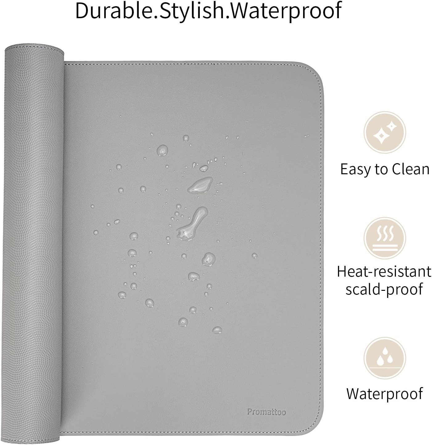 Oversized Non-Slip Desk Pad Protector – Grips Desk Firmly, Anti-Slip Like You've Never Seen! Vegan Leather Waterproof Laptop Mat for Keyboard & Mouse – Large Office Pad– Mist Gray