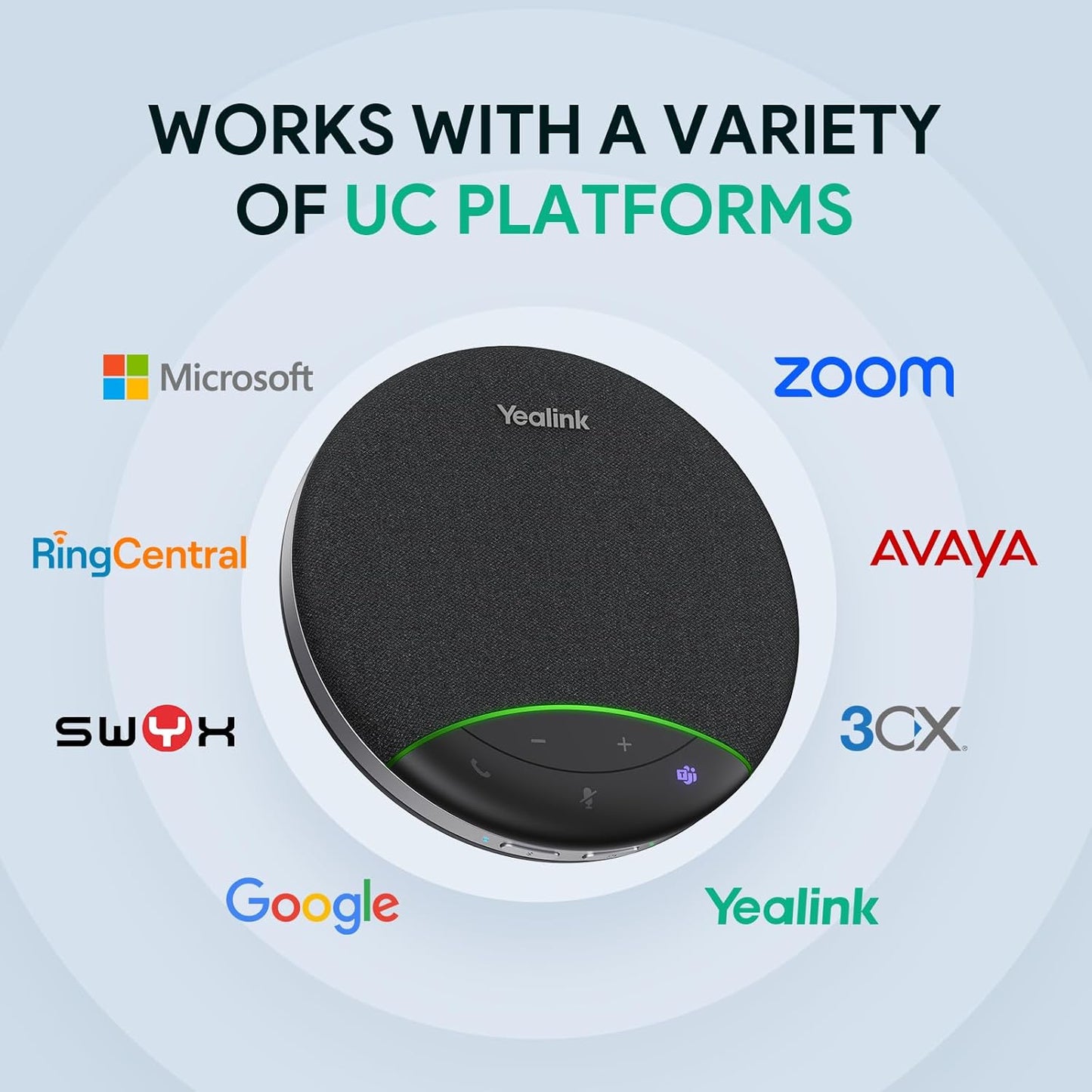 Yealink Sp92 Conference Speaker and Microphone Teams Certified Mic with Al Noise Cancelling 20H Call Time USB Speakerphone for Small Meeting Room, Bluetooth Speaker for Computer/Laptop