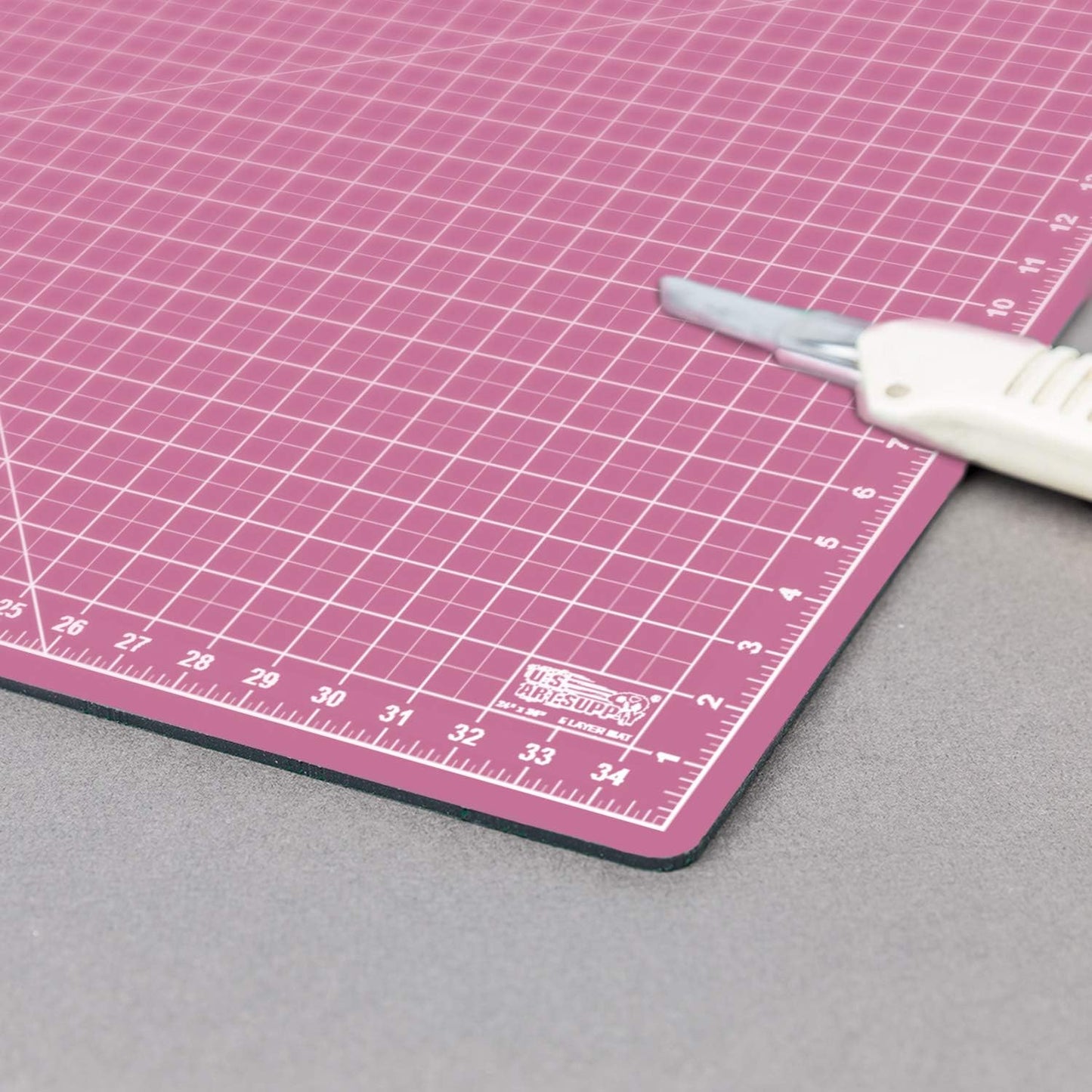 U.S. Art Supply 24" x 36" Self-Healing Cutting Mat 5-Ply - Double-Sided Pink/Blue Craft Mat, Non-Slip Cutting Mats for Crafts, Sewing, Quilting, Scrapbooking