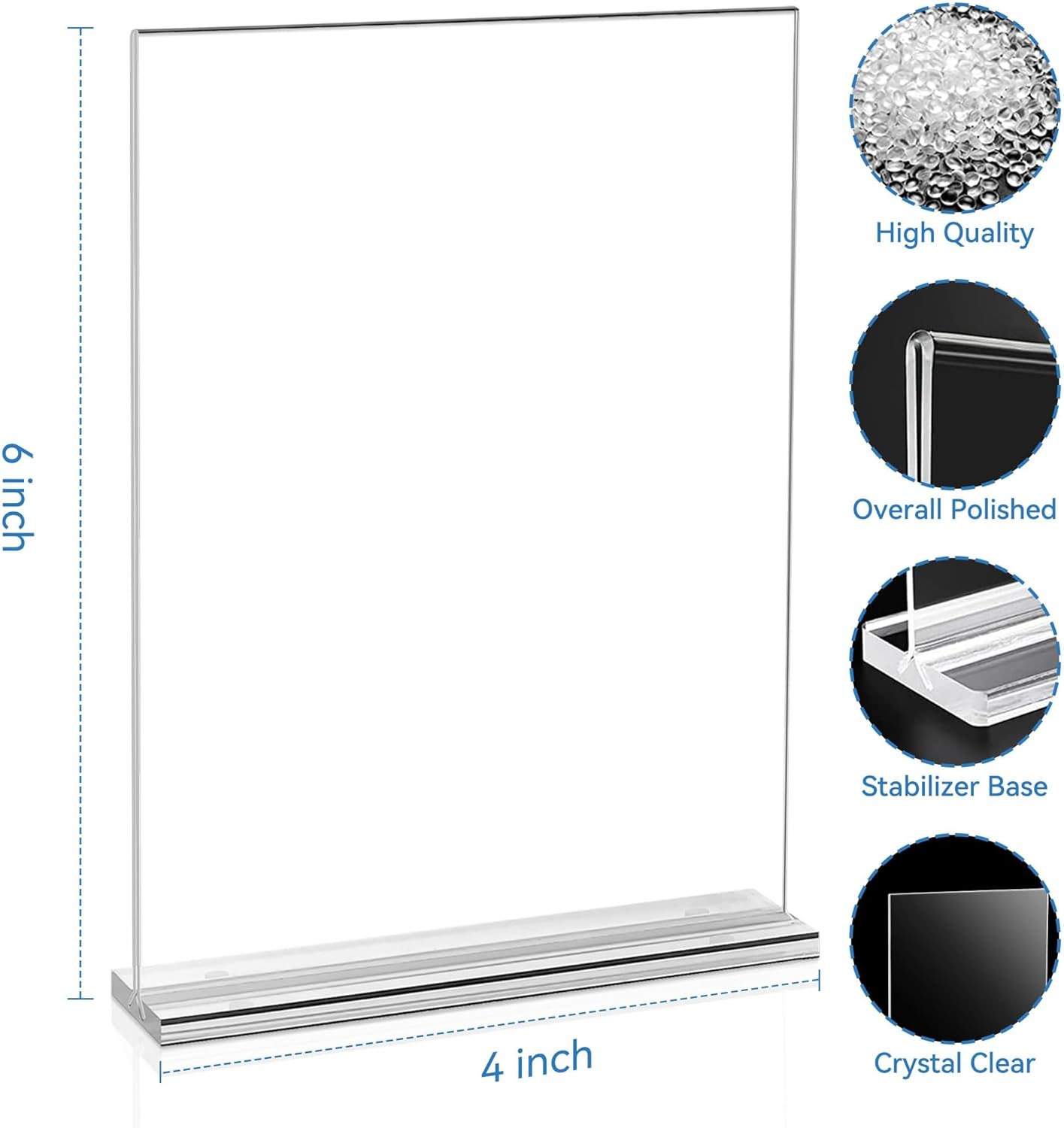 EHWINE 24 Pack Acrylic Sign Holder 4x6, Double-Sided Stand up Table Top Sign Holders, Clear Acrylic Picture Frame Paper Holder Display Stand for Office Business Store Wedding Party