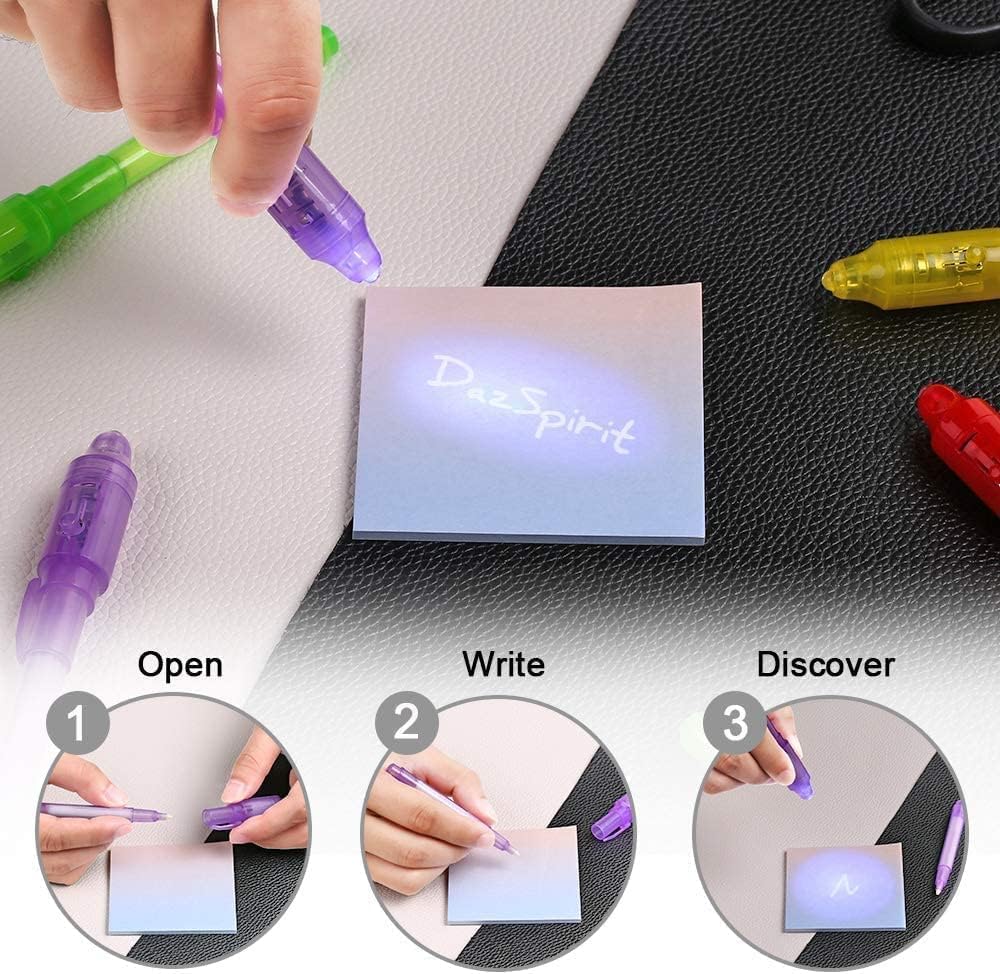 7PCS Invisible Ink Pens with UV Light Party Favors for Boys and Girls, Detective Magic Pen Disappearing Ink for Kids 8-12, Stocking Stuffers, Classroom Prizes