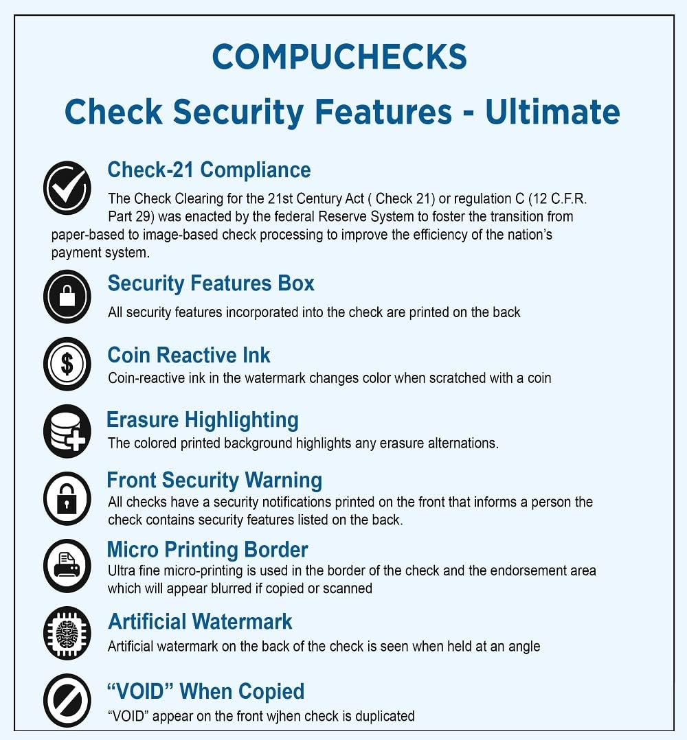500 High Security Check Paper with 3 Blank Checks Per Page | Blank Check Stock for Personal and Business Use - Computer Laser Check | Payroll Checks - 500 Sheets/1500 Checks Blue Diamond