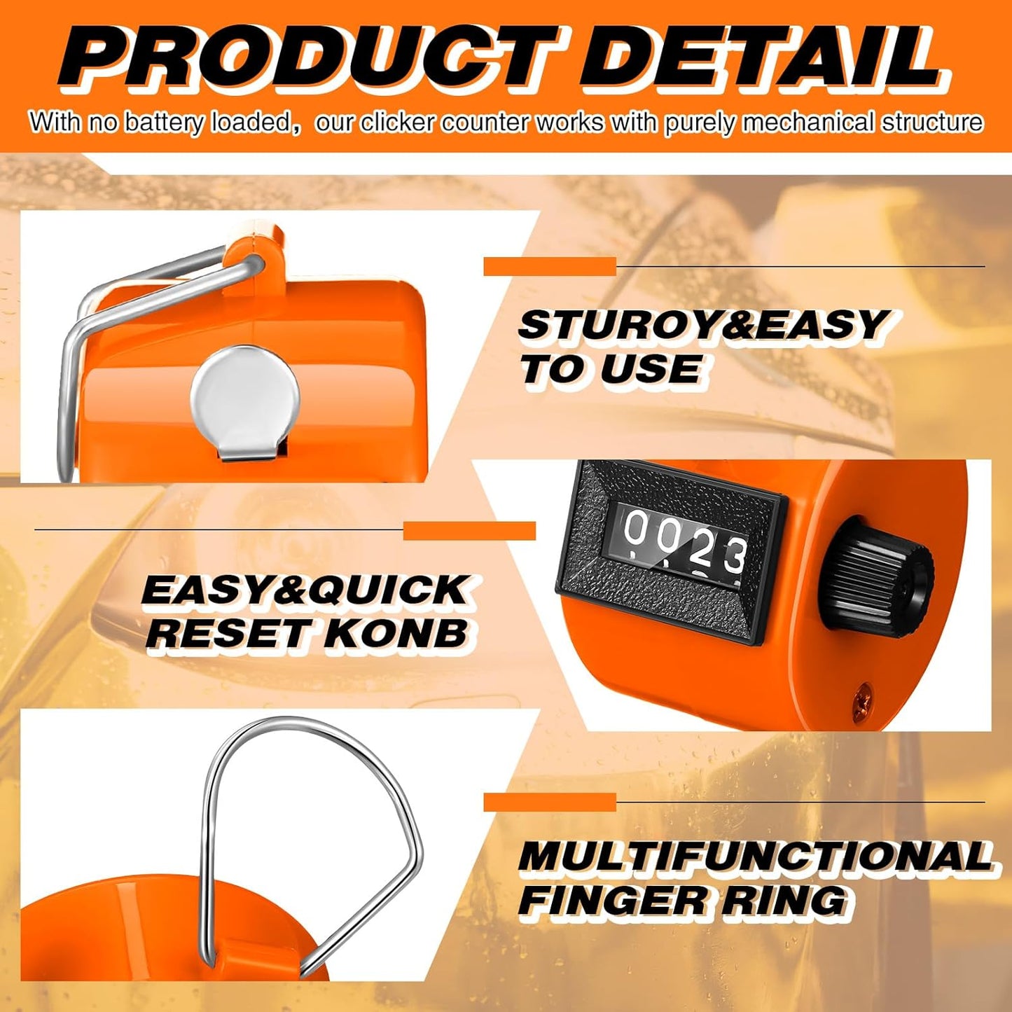 12 Pcs Handheld Tally Counter, 4 Digit Number Clicker Counter, Metal Hand Mechanical Register for Coaching, Knitting, People, Golf and Row