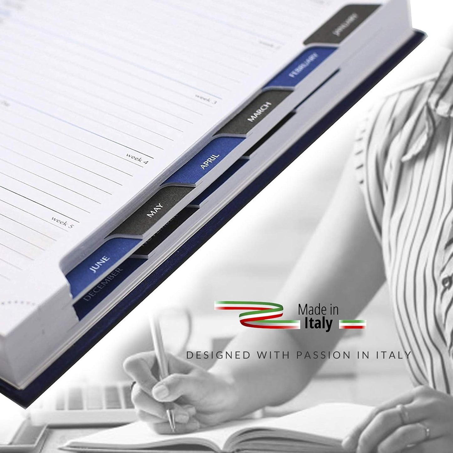 Daily Planner 2025 Page a Day – A5 Business Agenda 2025, Hourly Daily Planner 5x7, 365 Page Organizer with Monthly Tabs & Calendar, 2025 Diary for Men and Women (RED 2025)