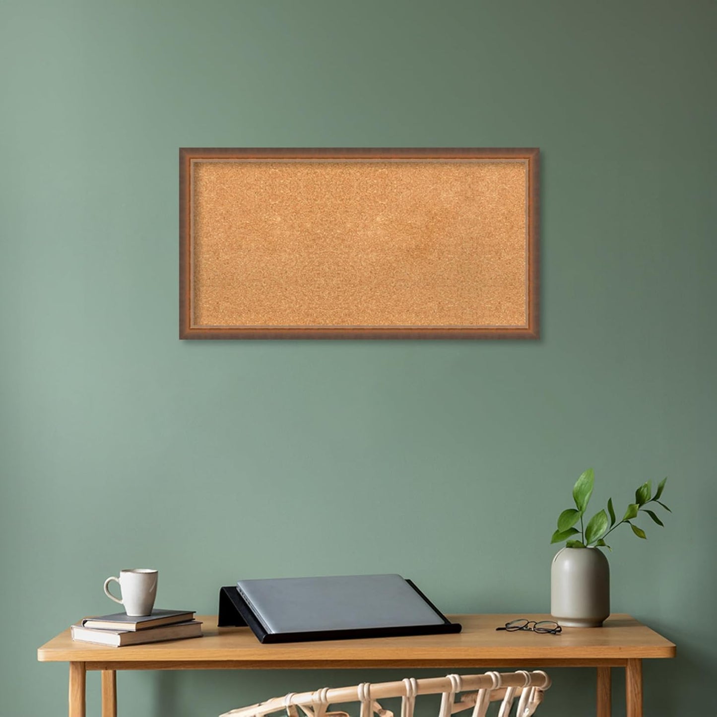 Amanti Art Natural Cork Board for Wall, 18x34 Vision Board with Bronze Frame, Medium Corkboard Office Decor for Home Organization, Modern Corkboard Pinboard to Display Items for Home Organization in
