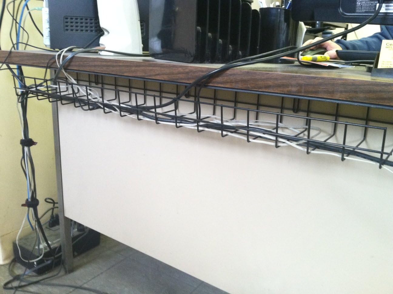 Under Desk Cable Organizer 14 Inch Wire Tray | Table Cord Management Basket | Desk Cable Raceway (2 Pack)