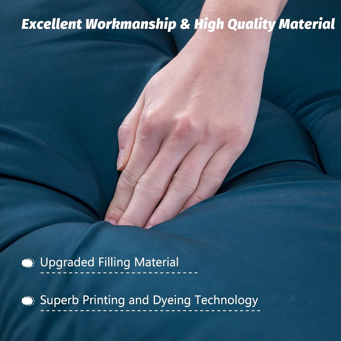 MAXYOYO Japanese Floor Mattress Futon Mattress, Thicken Sleeping Pad Foldable Roll Up Floor Futon for Adults Tatami Mat Dormitory Bed Lounger, Bluestone, Twin Size