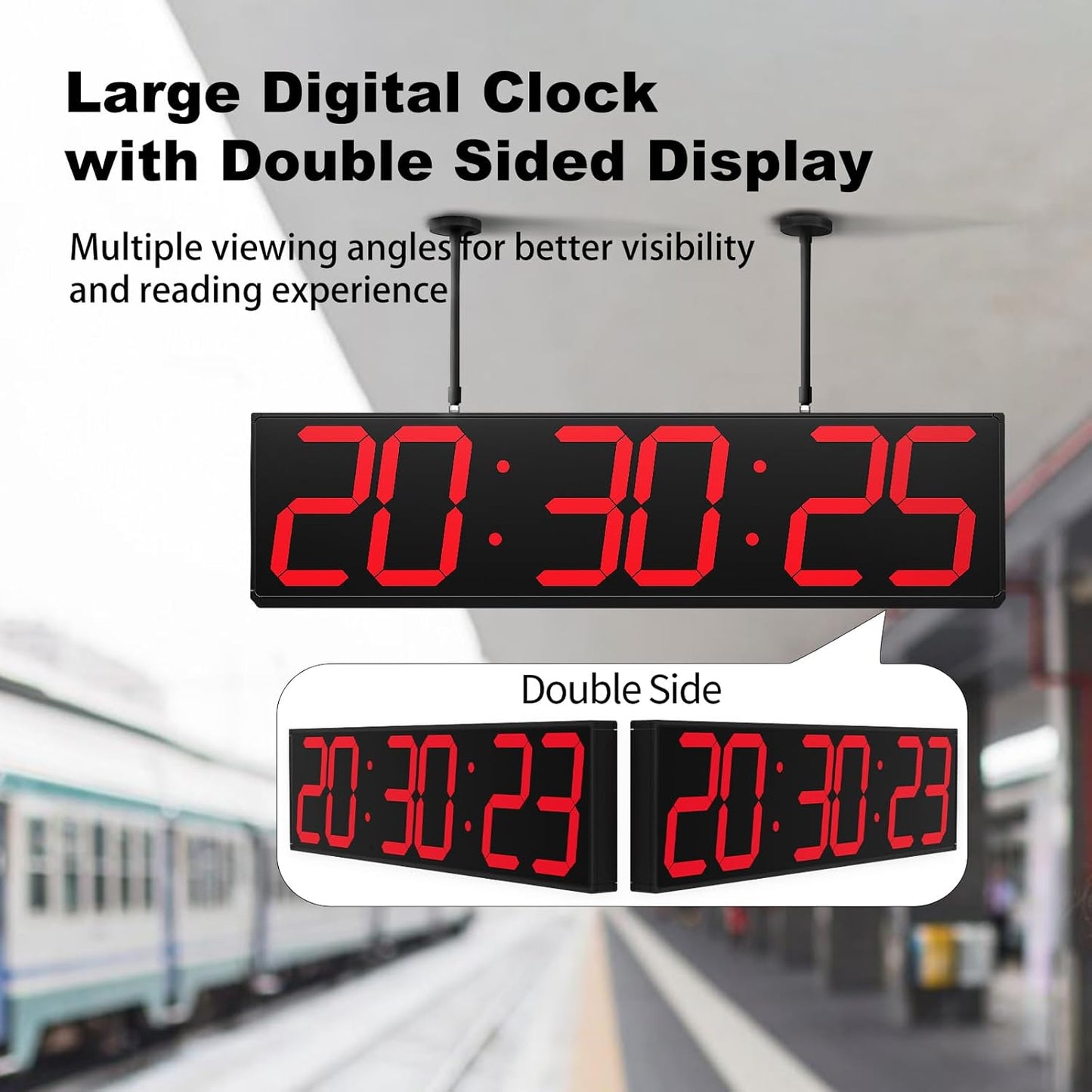 28.5in Double Sided Digital Wall Clock, Multifunctional Led Large Clock with Timer, Temperature and Date Display, Hanging Digital Clock Large Display for Corridors, Hospitals (Red)