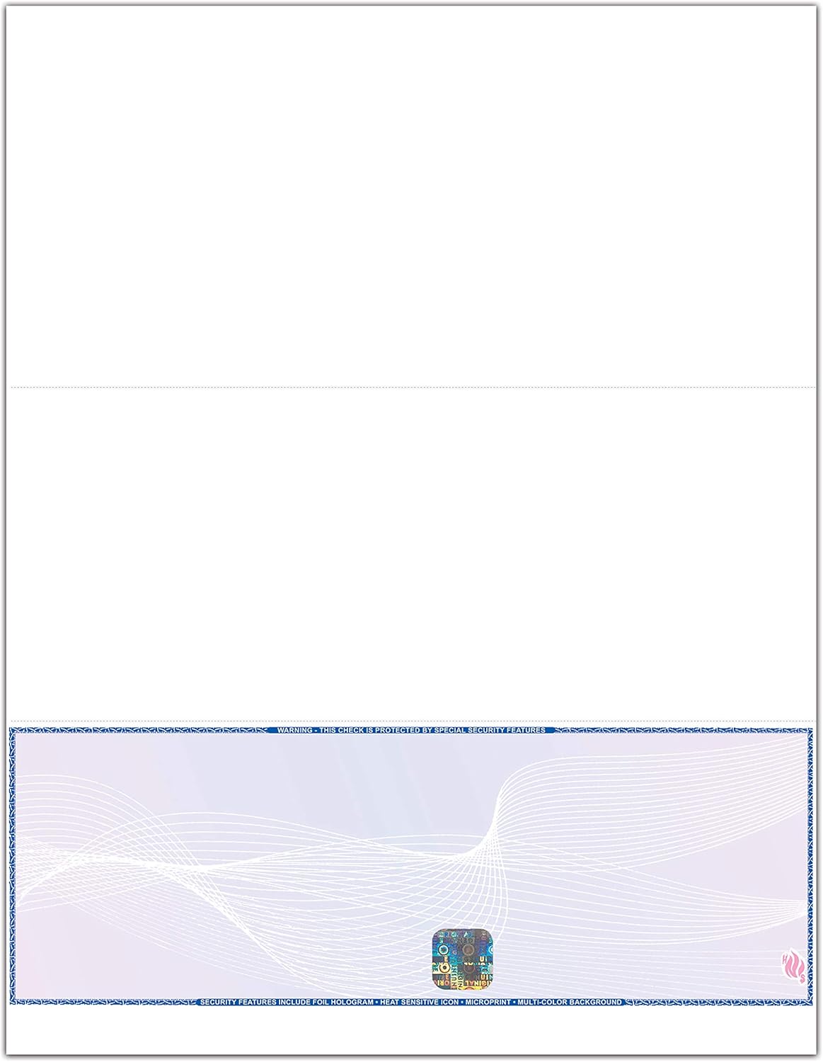 EZ Checks Premium Blank Hologram High Security Laser Check Stock | 500 Sheets | Blue/Maroon | Check at Bottom)