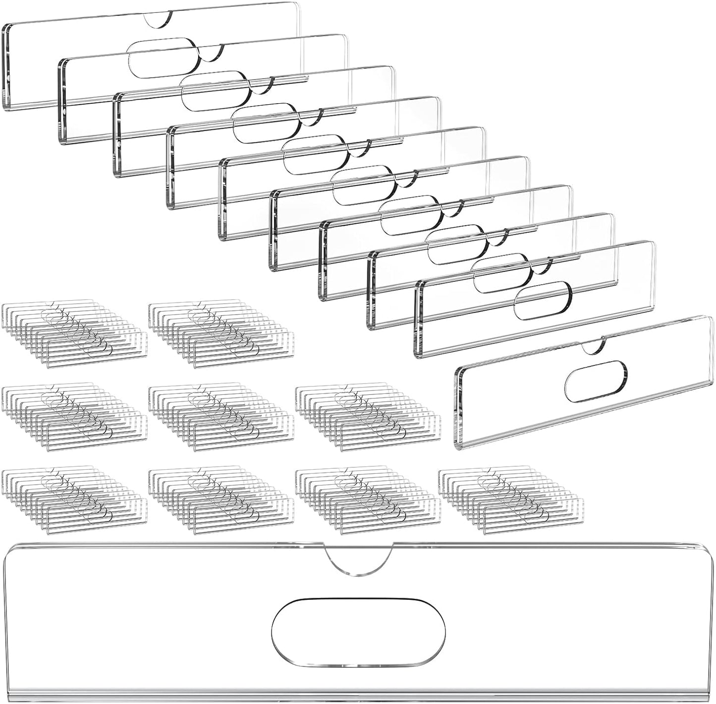 Nameplate for Doors with Adhesive Tapes - 100 Pack 2x8 Inch Clear Acrylic Office Door Name Plate Classroom Wall Name Plate Holder Horizontal Nameplate Holder Plastic Sign Frame