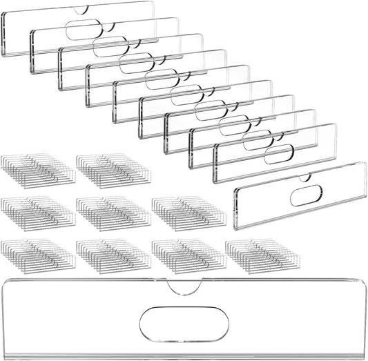 Nameplate for Doors with Adhesive Tapes - 100 Pack 2x8 Inch Clear Acrylic Office Door Name Plate Classroom Wall Name Plate Holder Horizontal Nameplate Holder Plastic Sign Frame