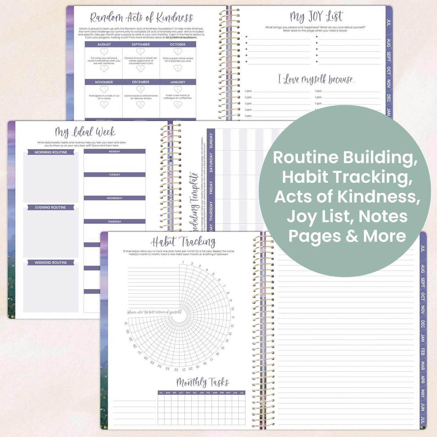 bloom daily planners 2025-2026 (8.5" x 11") Academic Year Day Planner (July 2025 - July 2026) - Weekly & Monthly Dated Agenda Organizer with Stickers & Tabs - Mystical Mountains