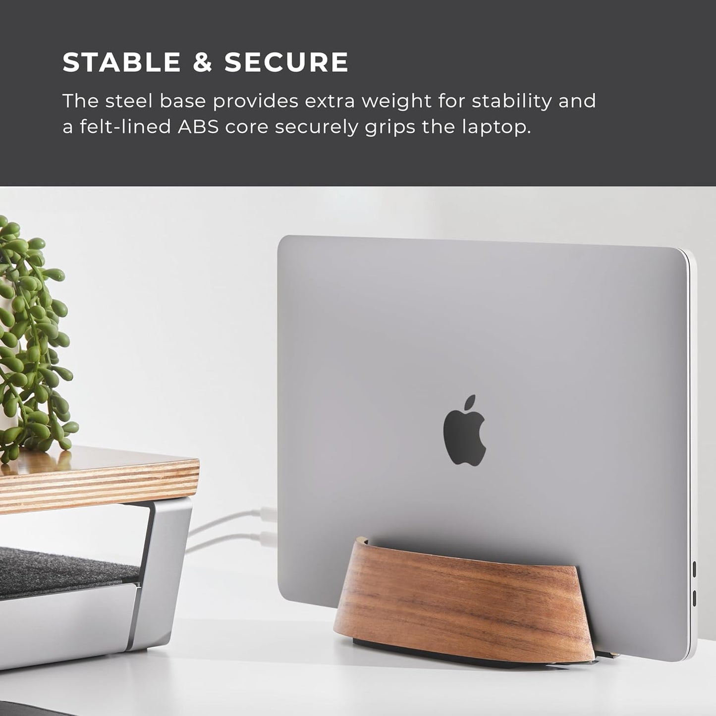 HumanCentric Vertical Laptop Stand in Maple Wood, Upright Adjustable Holder and Dock, Laptop Vertical Stand Fits MacBook Pro and Other Laptops .5" to 1.5", Clamshell Compatible