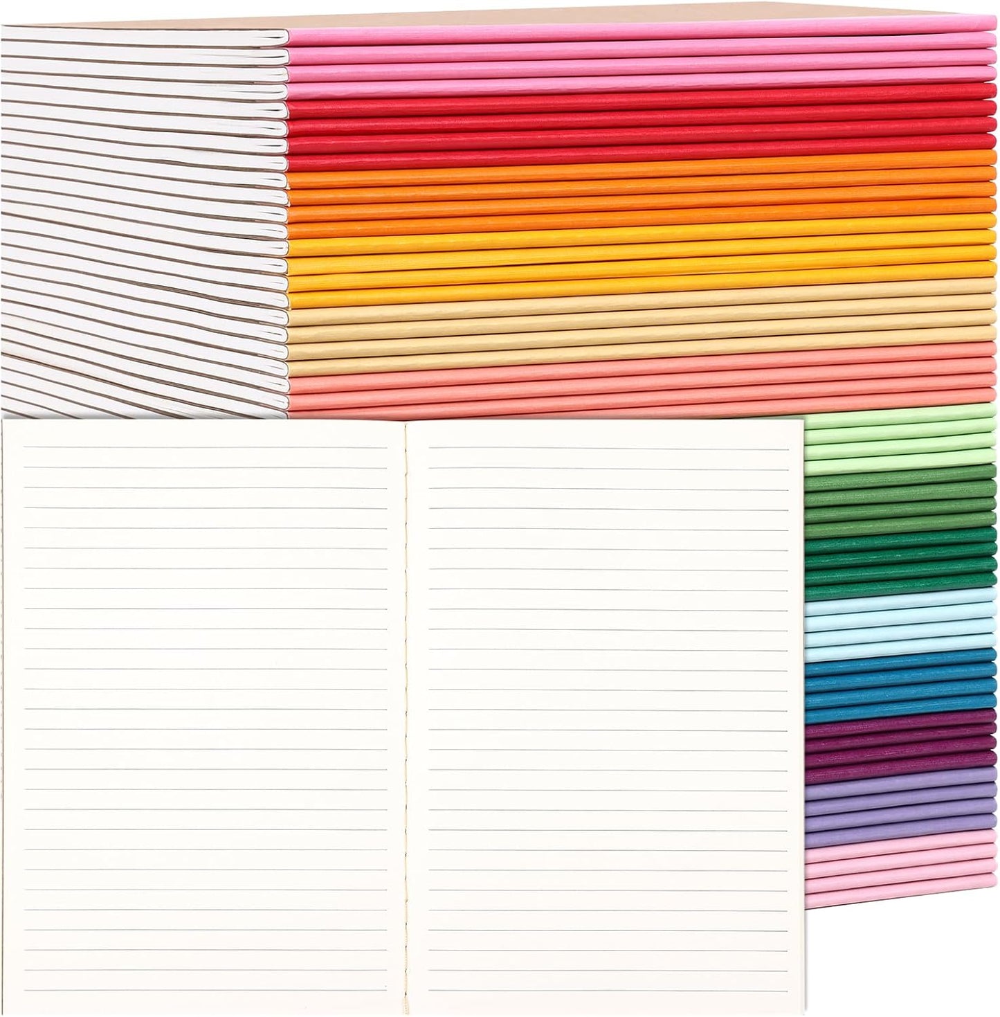 LABUK 60 Pack Notebooks Bulk, A5 Lined Journaling Notebooks Bulk, Rainbow Composition Notebooks Journals, 15 Colors 60 Pages for School Office