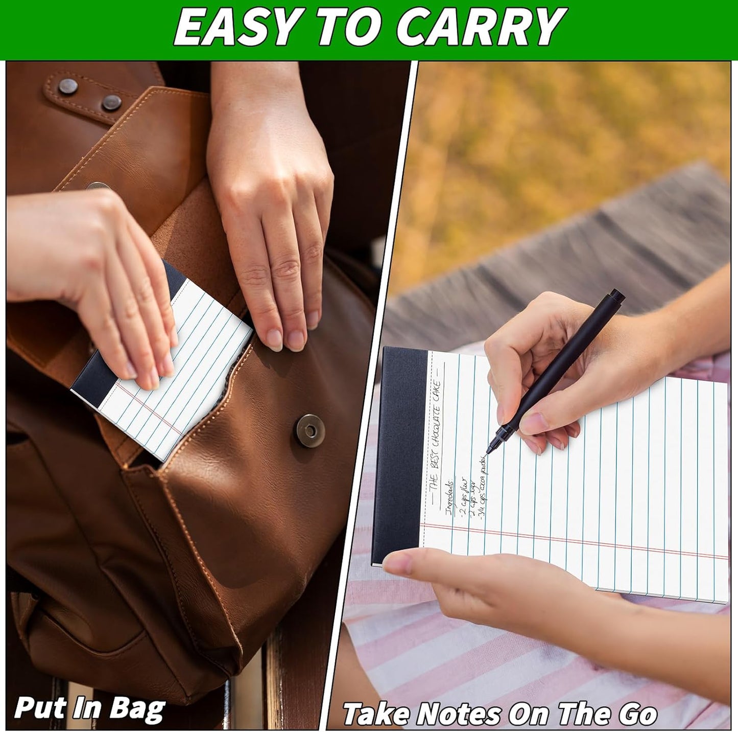 48 Pack Legal Pads Bulk,5 x 8 Inch Yellow Notepad, Note Pads College Ruled Perforated Memo Pad for Work Study Daily Note Taking List, Lined Writing Pads Memo Refills Notepads for Office Home School