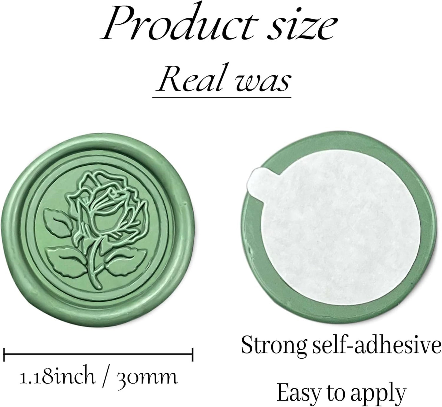 50Pcs Wax Seal Stickers Handmade Envelope Seals Self Adhesive Wax Stickers for Wedding Party Invitations, Envelope, Gift Wrap, Christmas(Rose Style, Olive Green)