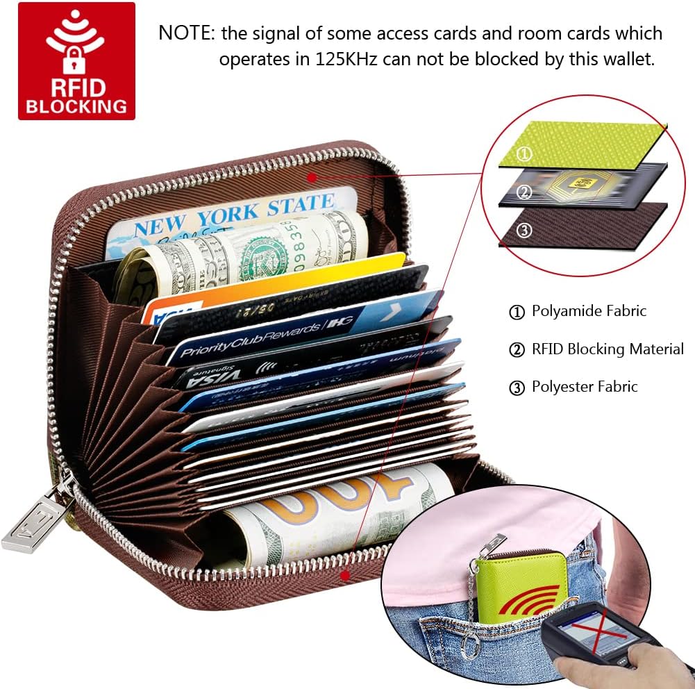 FurArt Zipper Wallet Women, RFID Blocking Credit Card Wallet, Business Card Holder, Compact Size KeyChain Wallet