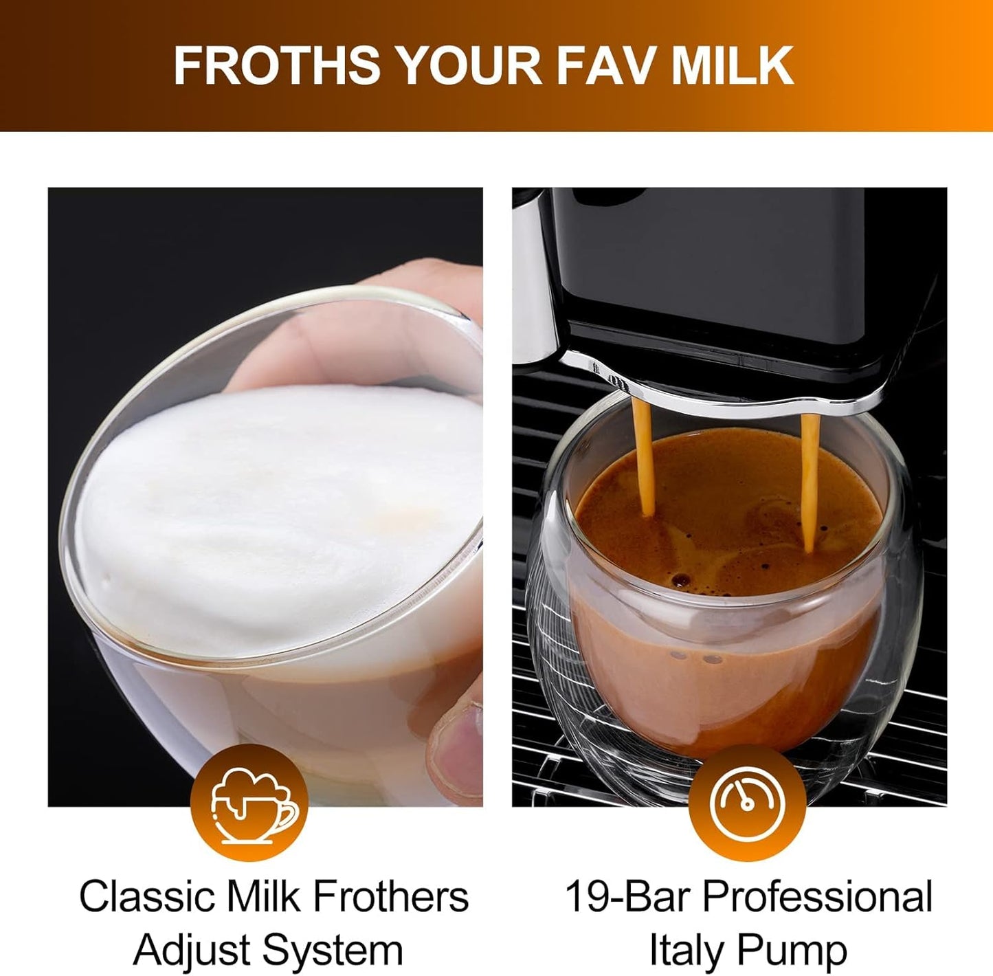 Mcilpoog Super Automatic Espresso Coffee Machine,Fully Automatic Espresso Machine With Grinder, Easy To Use Touch Screen Coffee Maker with Milk Frother.16 Coffee Recipes.(WS-203 Red)