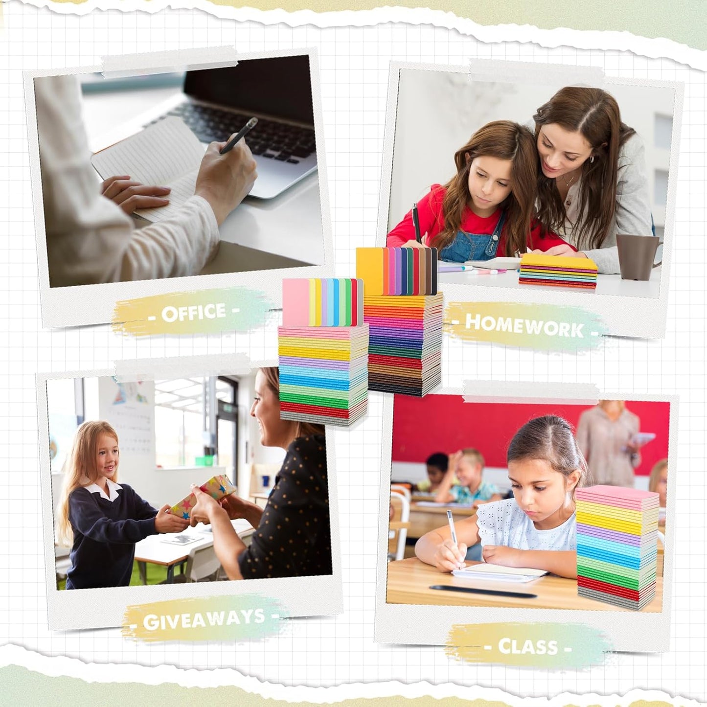 Harloon 100 Pcs Mini Notebooks Bulk Portable Small Pocket Notepad Blank Lined Wallet Memos Journal Employee Appreciation Gifts for Vet Tech Medical Assistant Coworker Staff, 4 x 2.5 Inches(Multicolor)