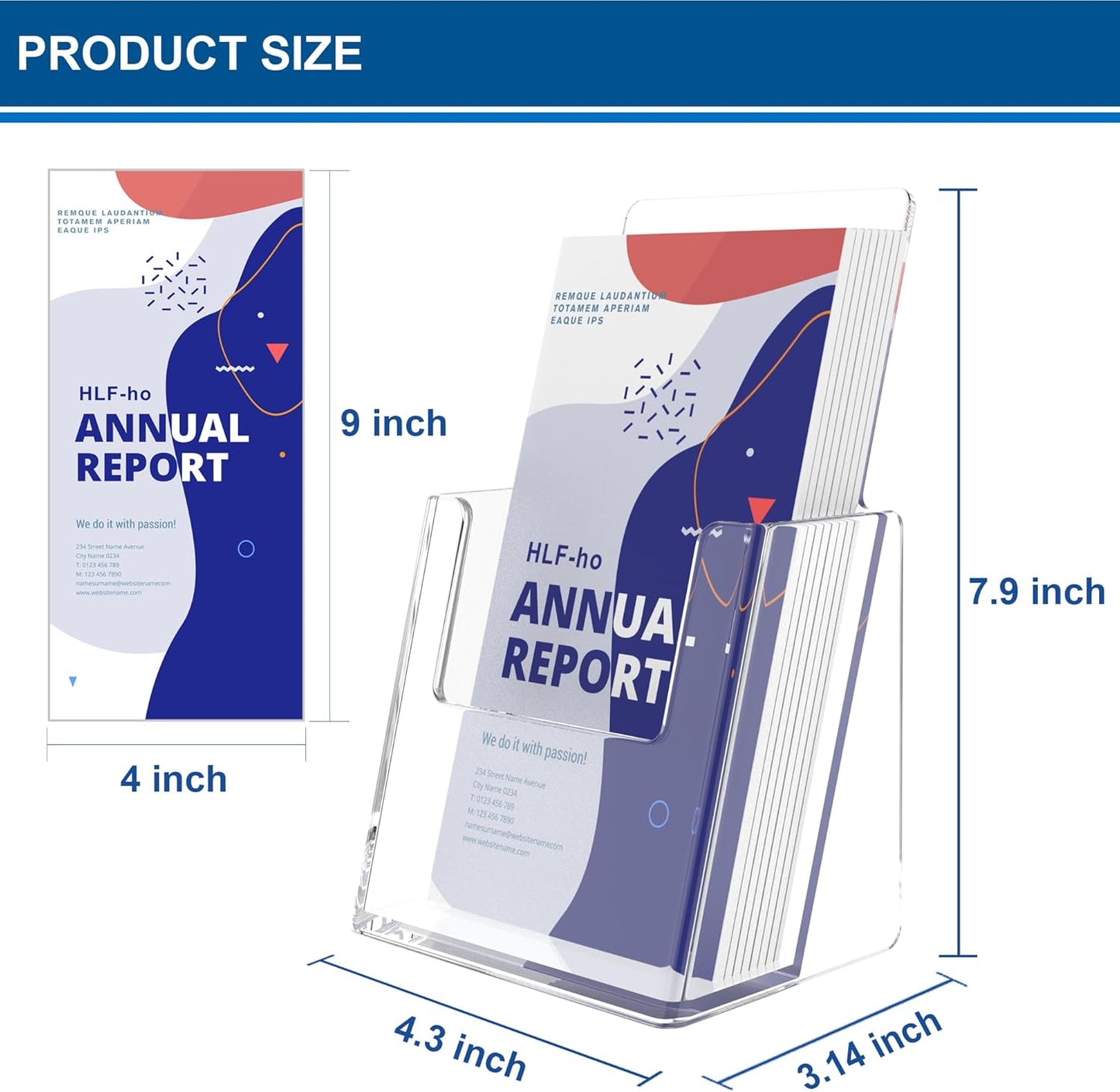Brochure Holder 4x9 Inch Acrylic Literature Holders Clear Plastic Flyer Display Stand Countertop Use Pamphlet Holder Multi Purpose Organizer for Office, Lobby, Hotels, Trade Shows, 2 Pack