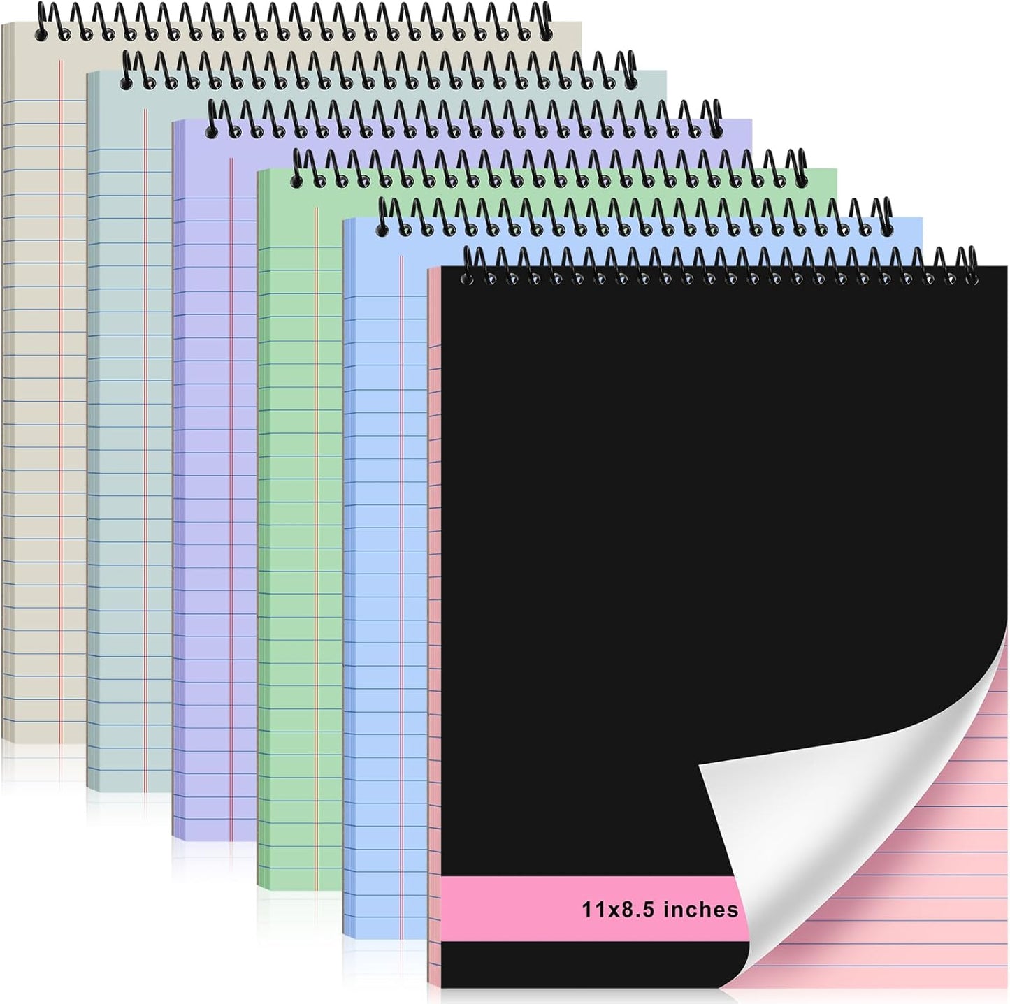 6 Pcs Legal Pad Top Spiral Bound Notebook 70 Sheets Wirebound Notepad Double Sided Ruled Memo Steno Pad with Stiff Back Cover for Business(8.5 x 11 Inches,No Holes,Morandi Color)