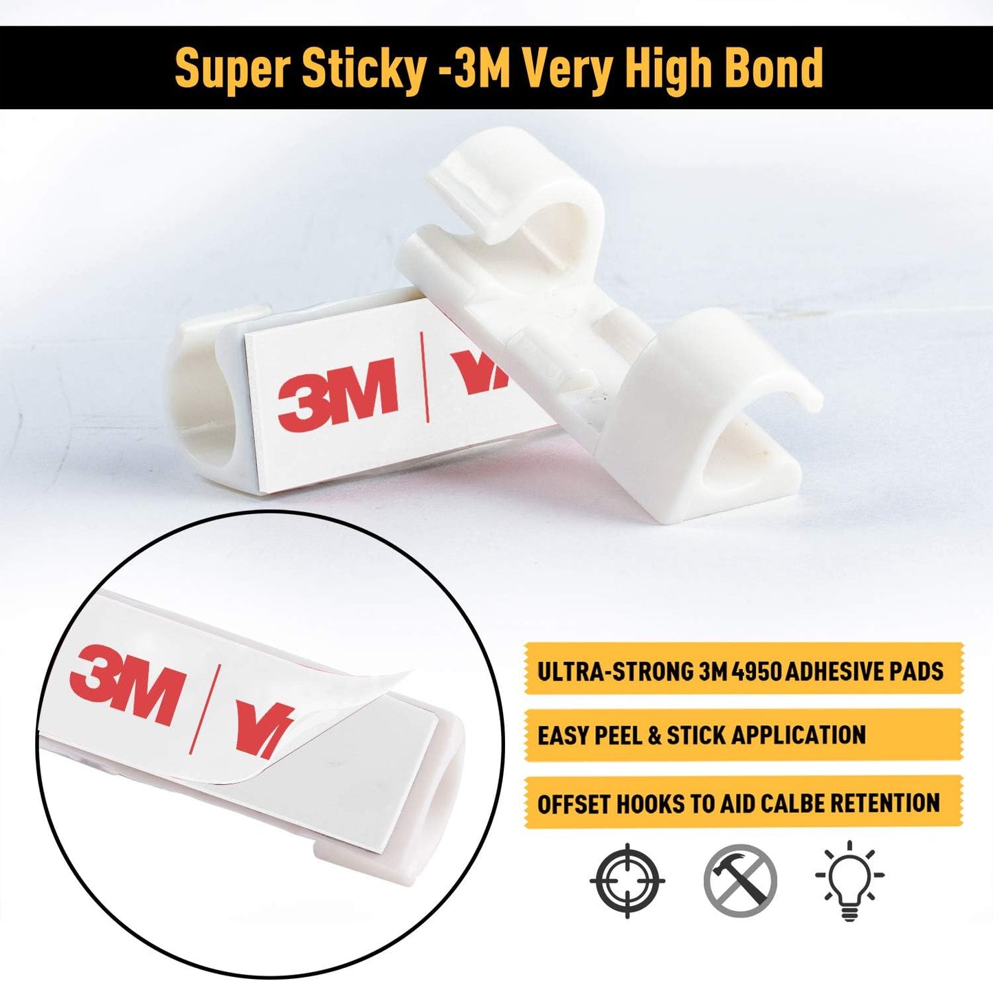 Cable Clips with Strong Self-Adhesive, XIAOXI Cable Management TV PC Wire Holder Sticky Tidy and Organizer Cord and Wires - 40 Pcs (White)