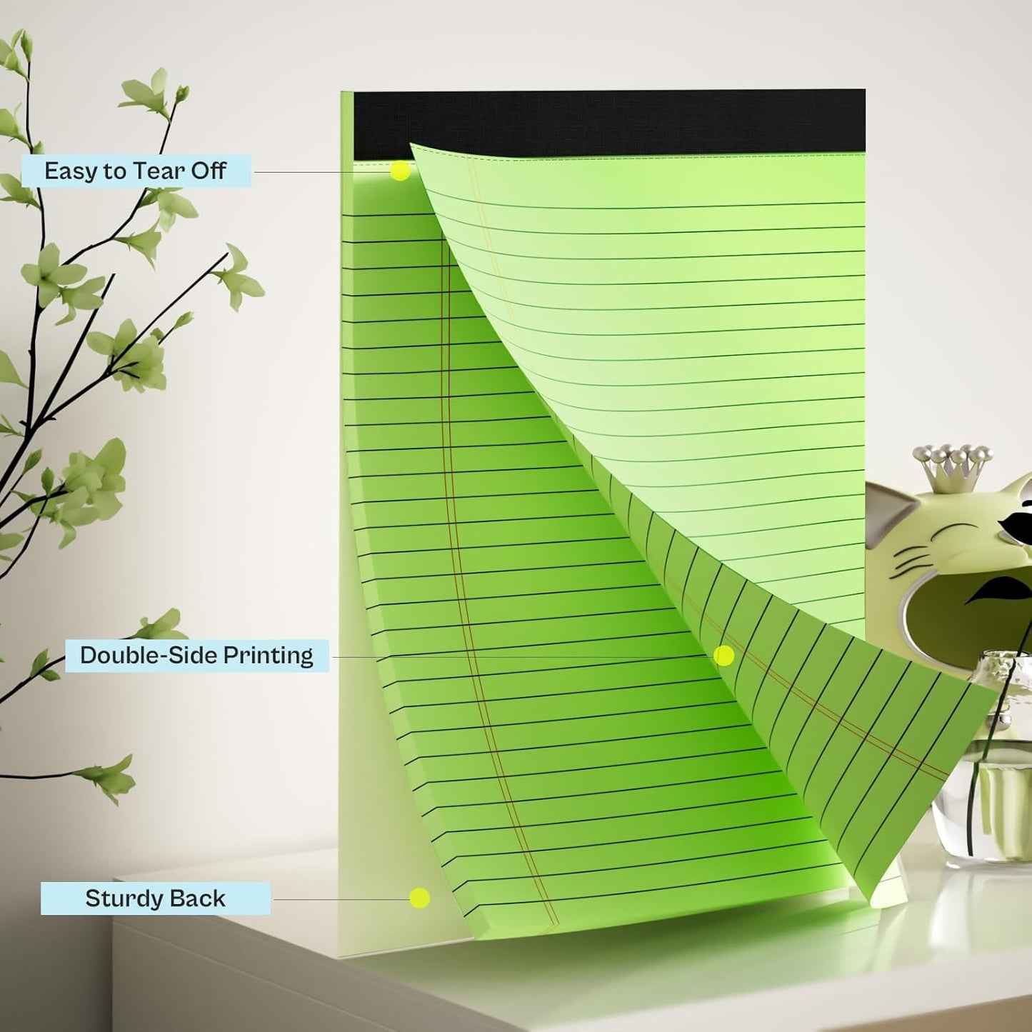 Legal Pads 8.5 x 11, 12 Pack Colored Note Pads 8.5 x 11 Pink Notepad 8.5 x 11 Multi-Color Pink/Green/Blue Writing Pads 8.5 x 11 Lined Paper Pads Wide Ruled Legal Pad Notebook Paper, 30 Sheets per Pad