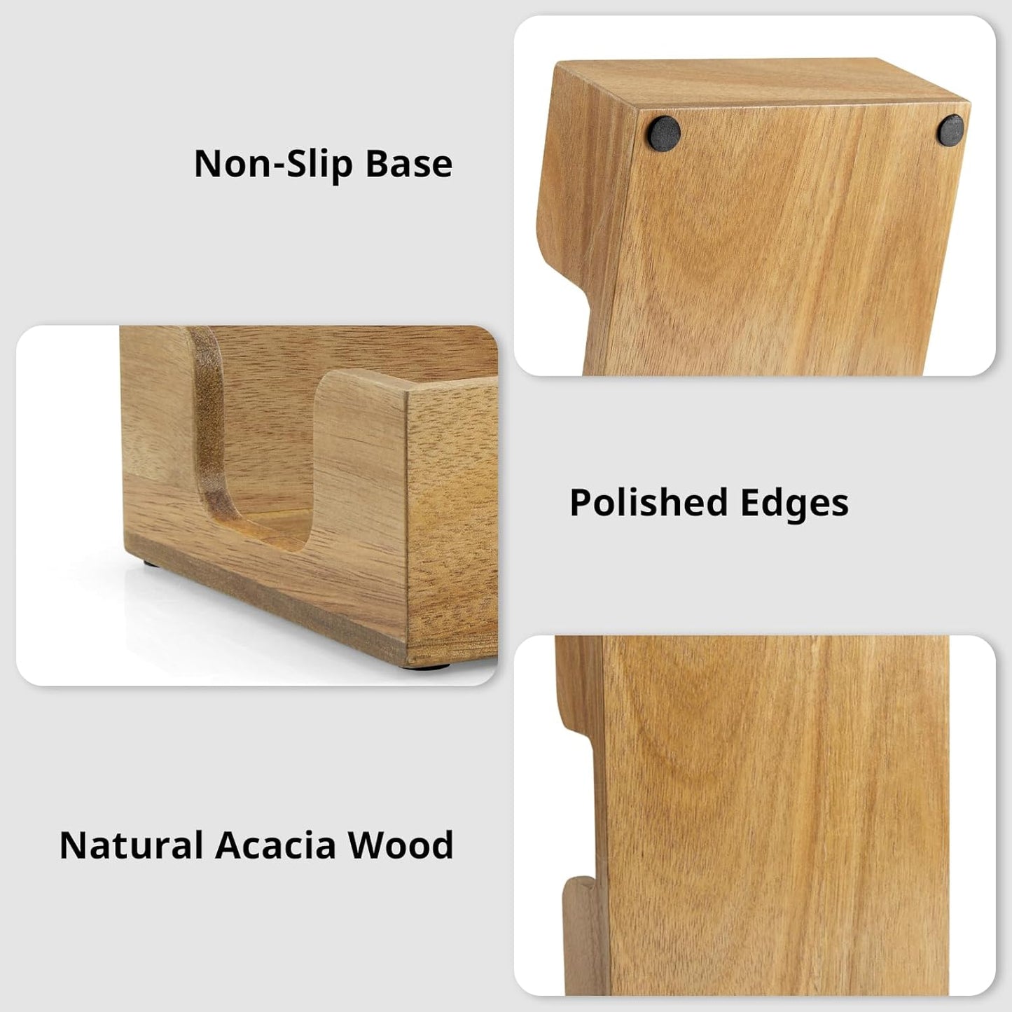 Acacia Wood Sticky Note Holder, 4x6 Inch Notepad Holder Dispenser with Dual Openings, Sticky Note Dispenser Memo Holder Case for Desk Office School Supplies