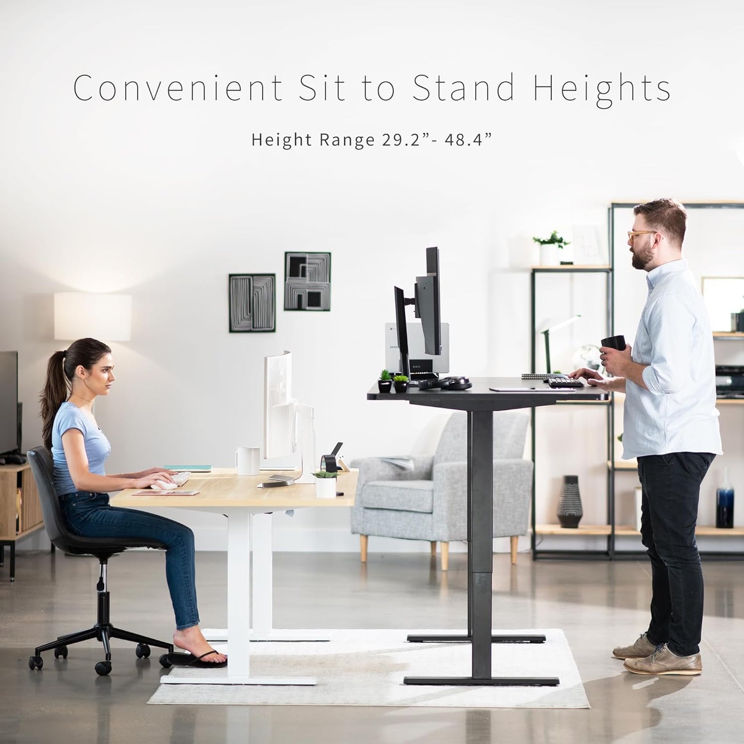 VIVO Electric 71 x 36 in Rustic Standing Desk, Memory Height Adjustment, 1B Series, Vintage Brown Top Black Frame, DESK-KIT-1B7N-36