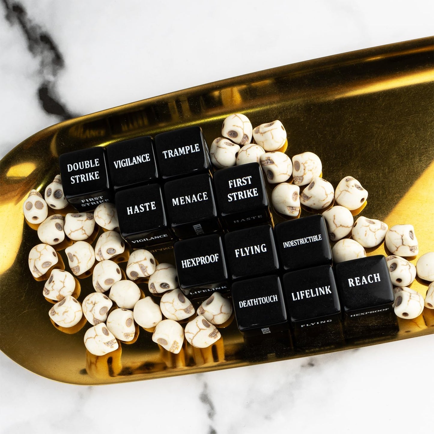 48 Pieces Abilities Keywords Counter Dice Black MTG Dice Counters Bulk Creature Stats Buff Tokens Dice Set for Magic The Gathering, MTG, TCG, Card Games Accessories