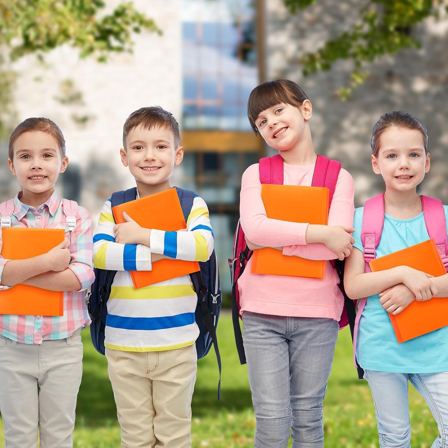 Patelai 48 Pcs Plastic Folders with 2 Pockets and 3 Prongs Home Folders with Card Slot Letter Size Heavy Duty Report Covers for Back to School(Orange,Classic)