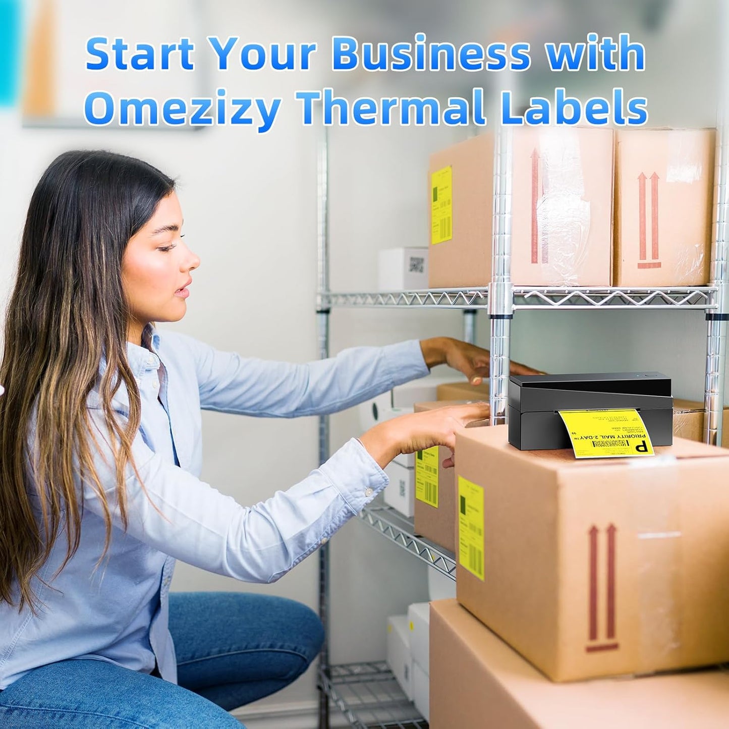 4x6 Thermal Labels, 1 Packs of 500 4x6 Fold Labels Yellow - Compatible with JADENS, ASprink, Phomemo, Rollo, Zebra, Omezizy and Other Thermal Printers