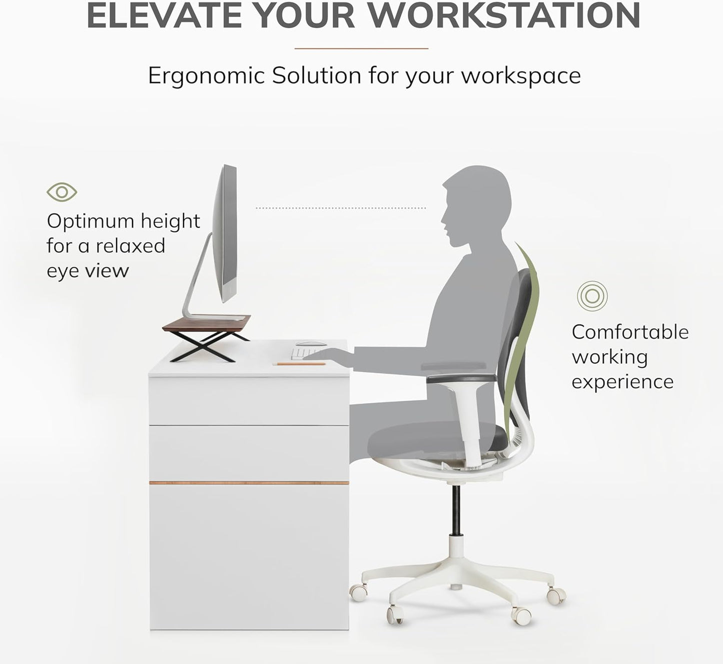 Anji Mountain Monitor Stand - Desktop Organizer & Laptop Riser, Ergonomic Monitor Riser, Space-Saving Monitor Stand for Desk, Durable Construction, Easy Assembly, Ideal for Home & Office,Walnut