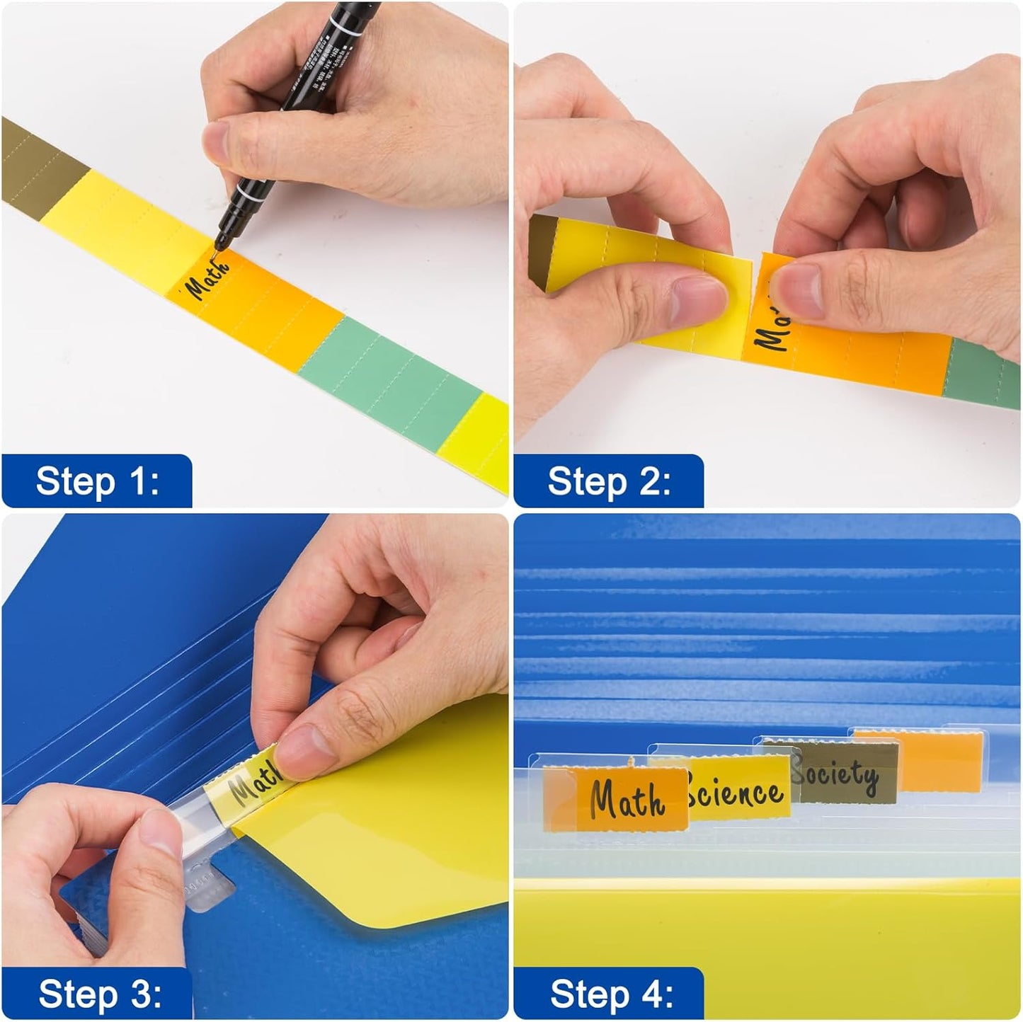 ViVin Expanding File Folder, 13-Pocket Accordion Filing Organizer with Extra Pocket & Labels, Portable Expandable Poly Folio for Documents Receipt Bills Invoice, Letter/A4 Size - Blue