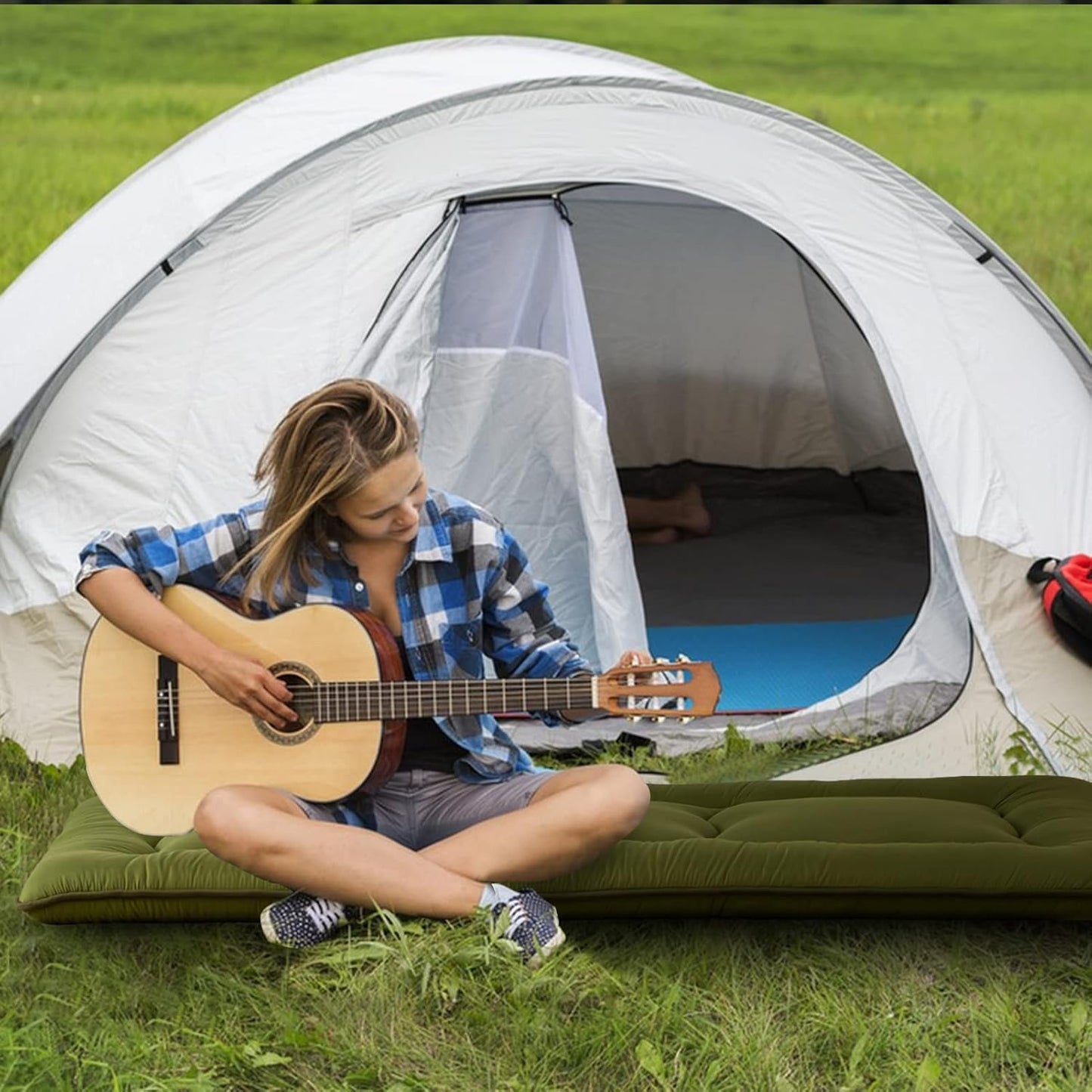 MAXYOYO Cot Japanese Floor Futon Mattress, Single Size Tatami Mat Sleeping Pad Foldable Roll Up Boys Girls Narrow Mattress Kids Lounger Pillow Bed