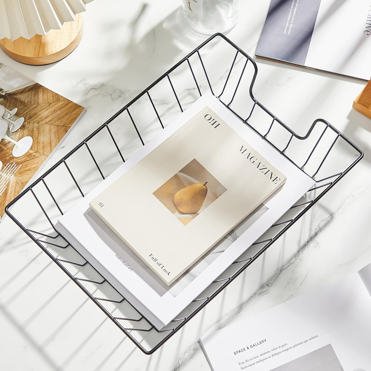 Yeaqee 6 Pcs Letter Tray Wire Paper Trays Stackable File Desk Organizer Metal File Paper Holder Basket for Desk Desktop Letter Storage for Office Home Classroom School(14'' x 10'' x 3'',Black)