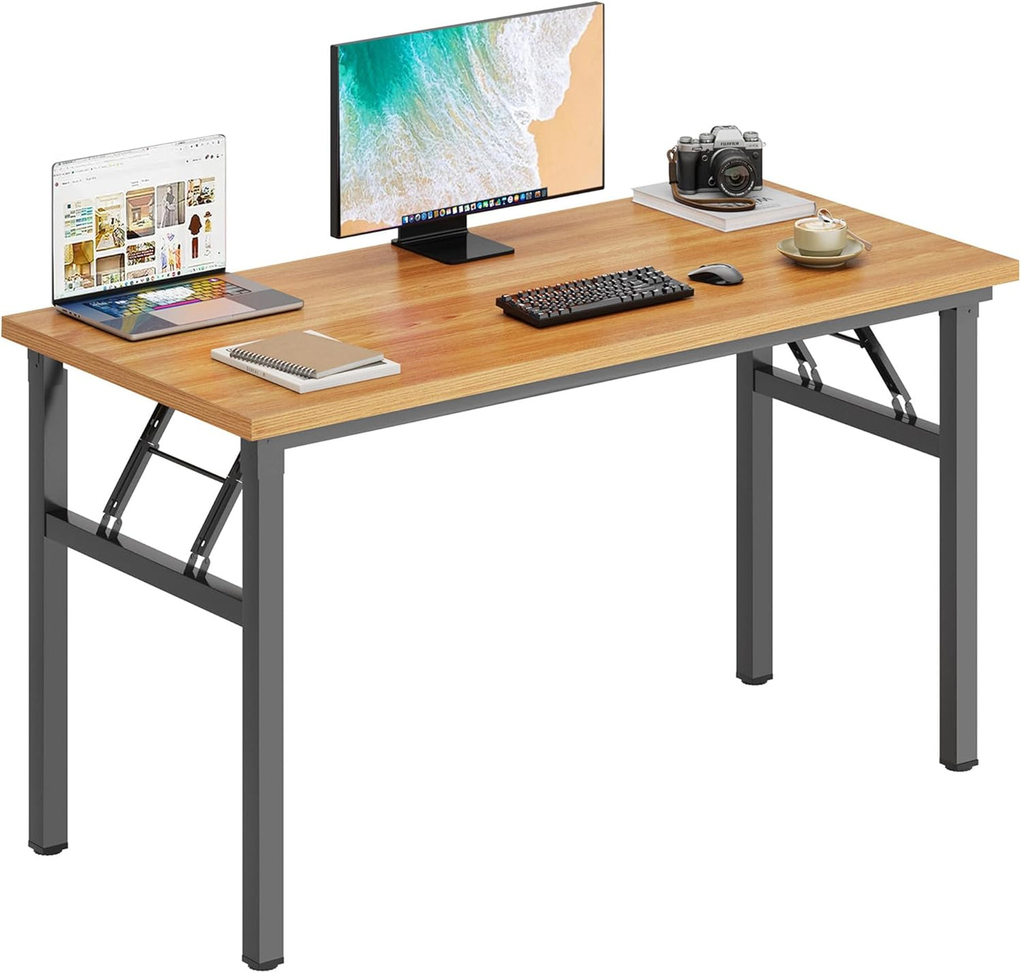 DlandHome 47 inches Folding Table Computer Desk Portable ActivityTable Conference Table Home Office Desk, Fully Assembled Teak DND-ND5-120TB1