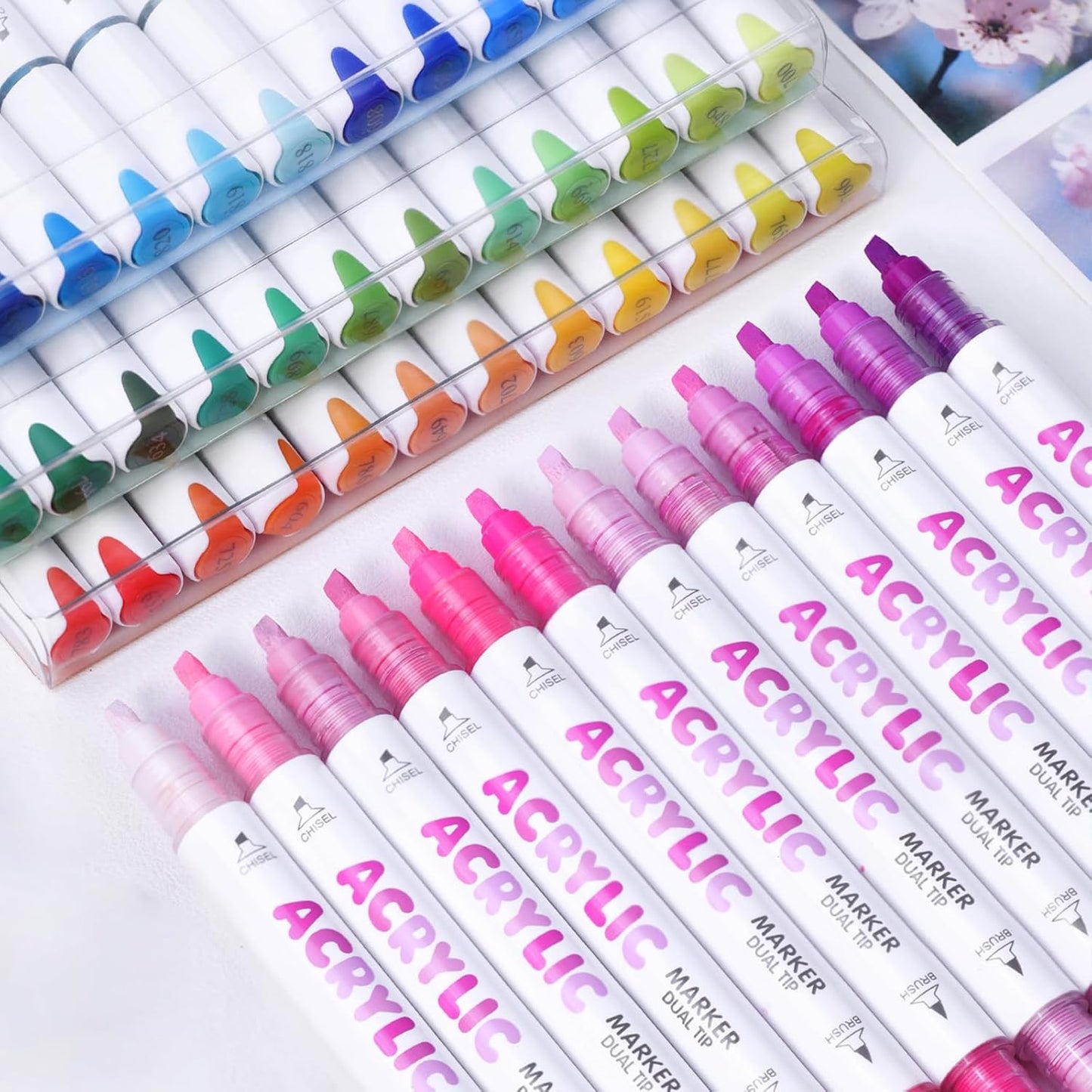 kander 12 Colors Dual Tip Acrylic Paint Markers, Adobe Brown Color — Extra Fine & Soft Brush Pen Set with Direct Ink Flow for Sketching, Detailing, Coloring on Wood, Canvas, Rock, Glass, DIY Crafts