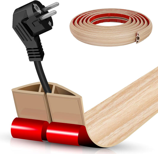 Floor Cord Cover Self Adhesive Cord Hider,20FT Cable Management, Extension Strip Protector for Wires, Prevent Cable Trips for Offices, Gyms, Exhibitions Cavity:0.39"(W) x 0.27"(H) WoodLightyellow