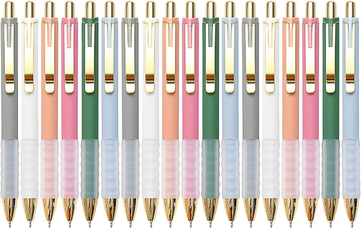 Linbsunne Ballpoint Pens Black Medium Point 1mm with Super Soft Grip Ball Point Pen for Men Women Retractable(gold-18 pcs)