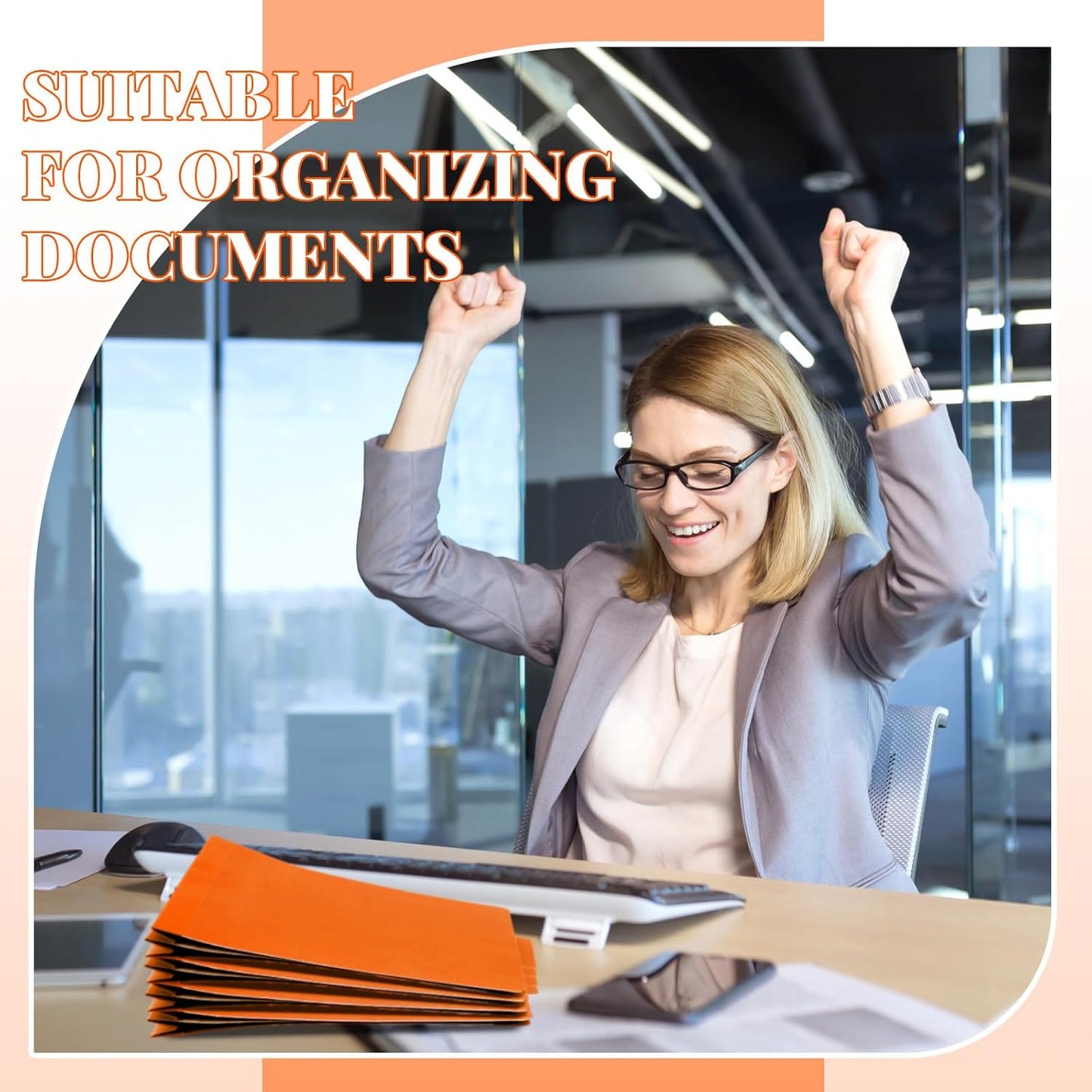 48 Pcs Classification Folders Letter Size, 3 Divider Pressboard File Folder with Fasteners, Expanding File Organizer Bulk for Teachers, Clergy, Office, Church, Christmas Donations (Orange)