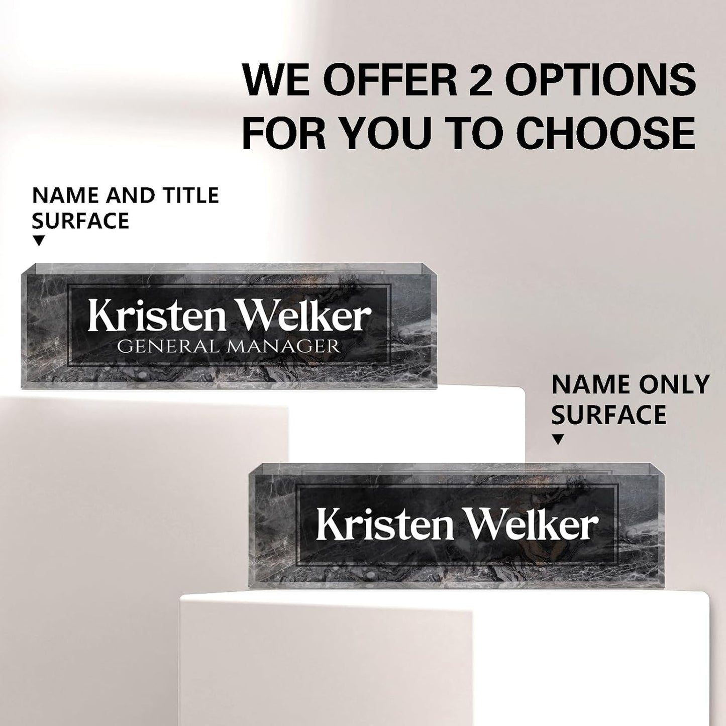 Gowellly Desk Name Plate Personalized - Custom Acrylic Name Plate for Desk - Enterprise Custom Logo/Text nameplates - Employee Appreciation Gifts (Ink Black)