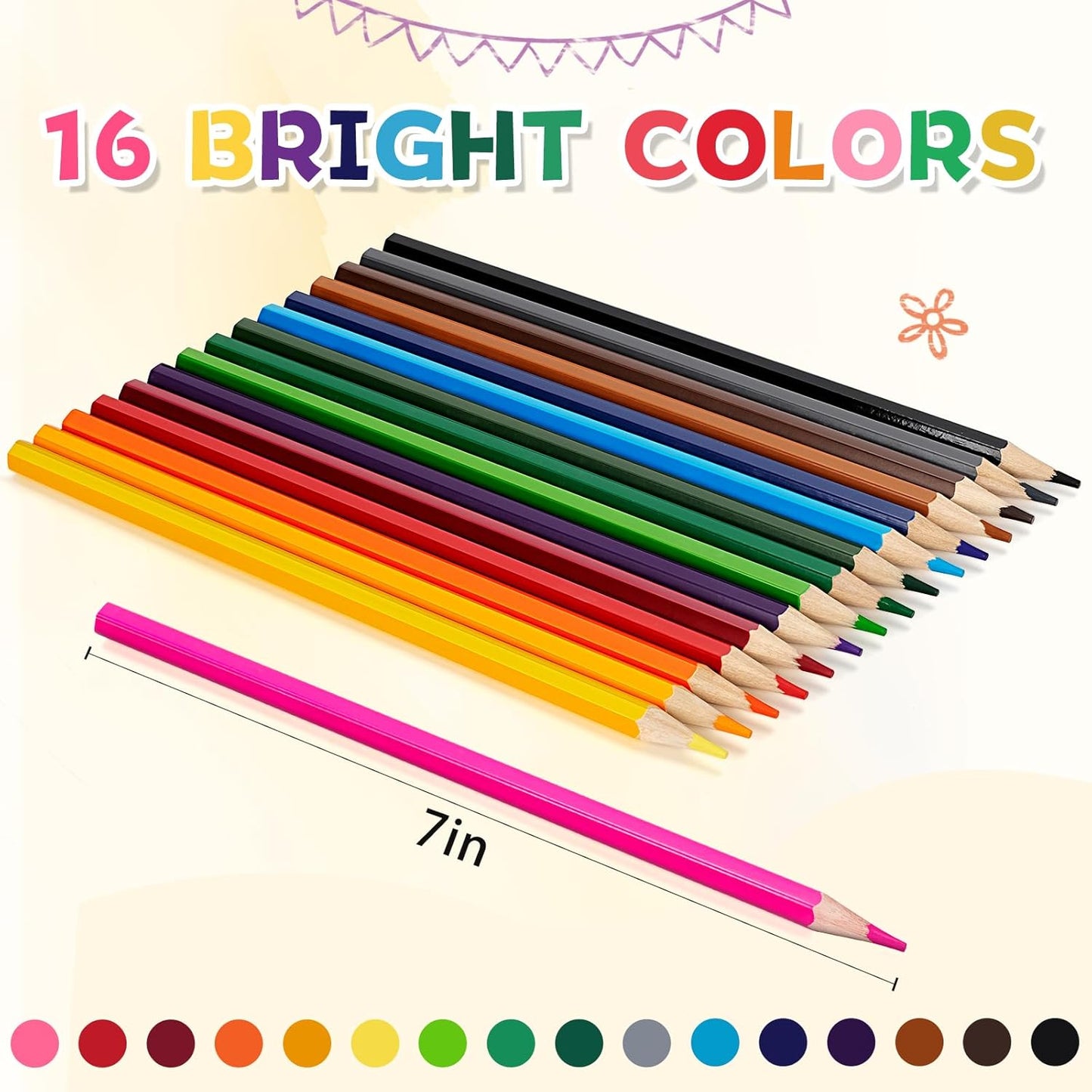 320 Count Colored Pencils Bulk, 16 Assorted Colors, Pre-sharpened Coloring Pencils Set for Kids and Adult, Teachers Essential Classroom Prizes, Back to School Supplies