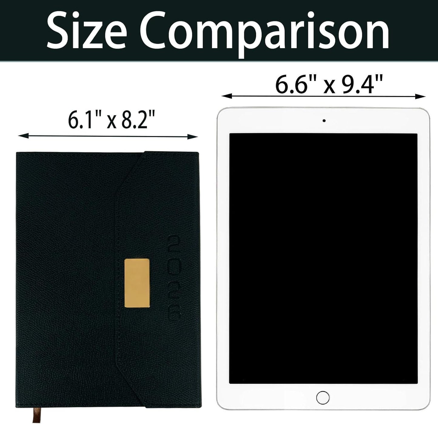 2026 Daily Monthly Planner - Calendar, January - December 2026, 100GSM Thick Paper, Leather Cover, Planner with Hourly Schedule,6.1" x 8.2", Daily Inside Page - Monthly Inside Page, Pen Holder, Bookmarks (Black)