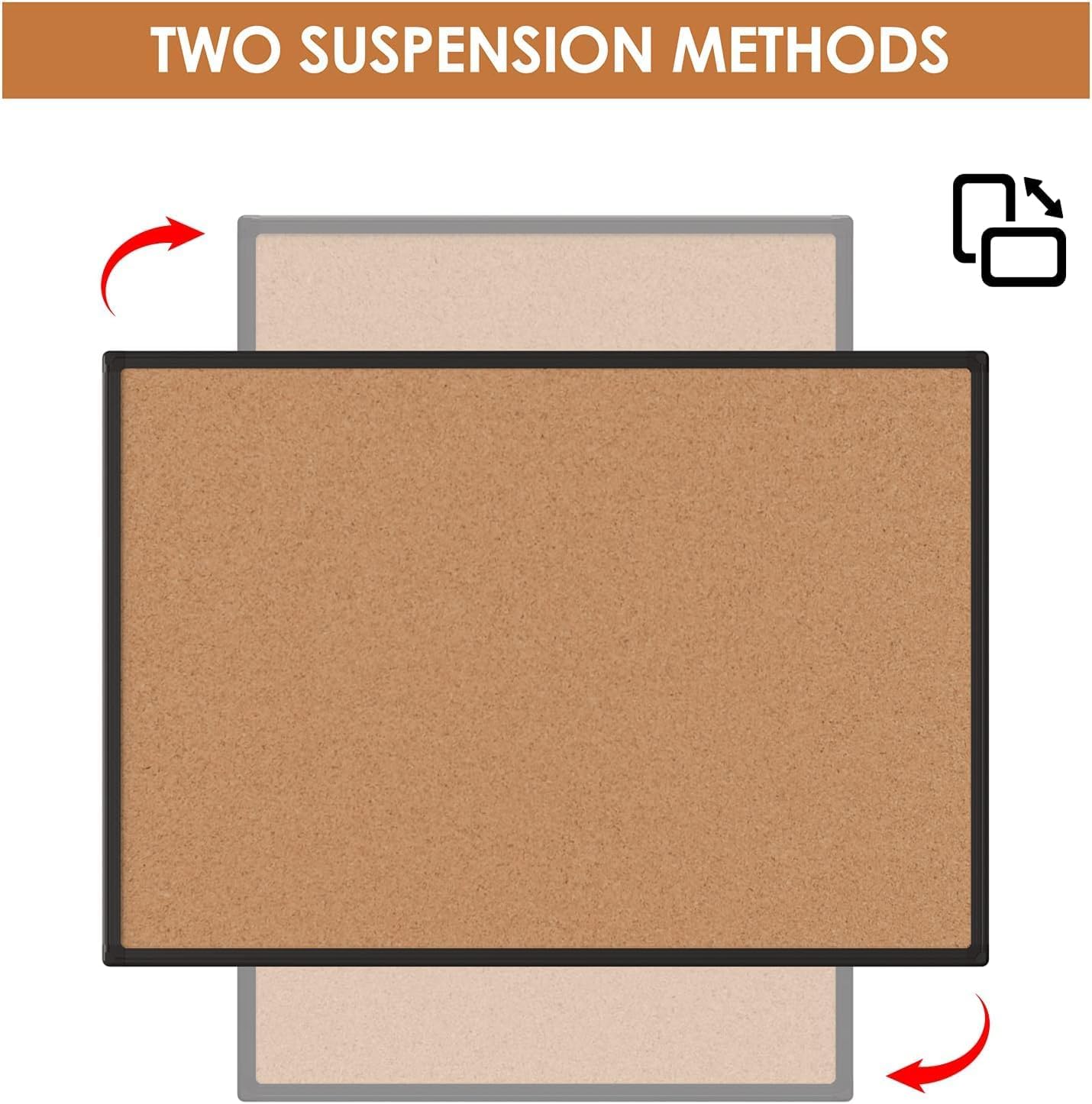 Board2by 2-Pack Cork Board Bulletin Board 24 x 36, Black Aluminium Framed 2 x 3 Corkboard, Office Board for Wall Cork, Large Wall Mounted Notice Pin Board with 32 Push Pins for School, Home & Office