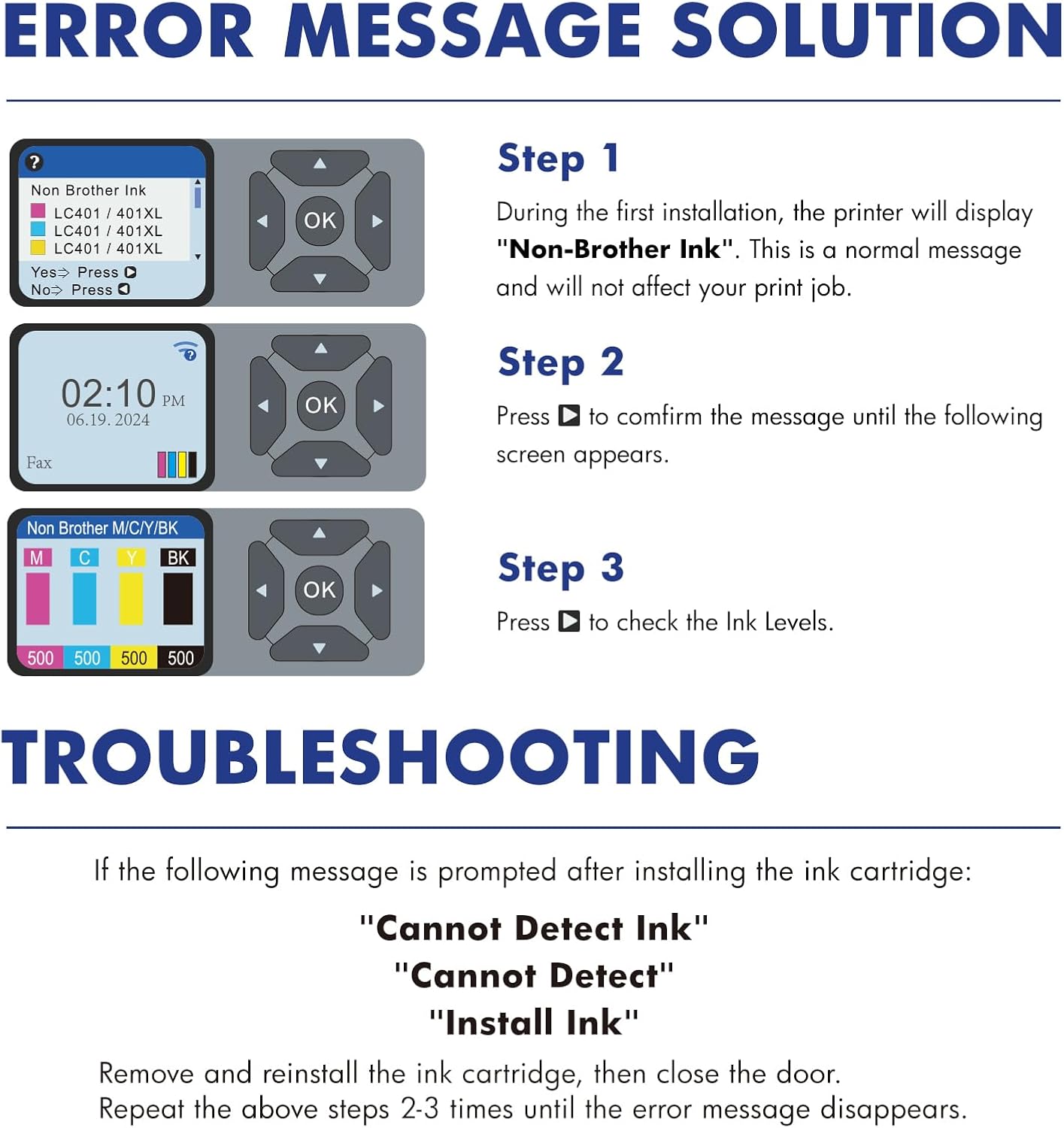 LC401XL LC401 MFC-J1010DW Ink Cartridges for Brother Printer LC 401 401XL for MFC-J1010DW MFC-J1170DW MFC-J1012DW MFC-J1800DW MFC J1010DW - 5 Pack High Yields Black Cyan Magenta Yellow