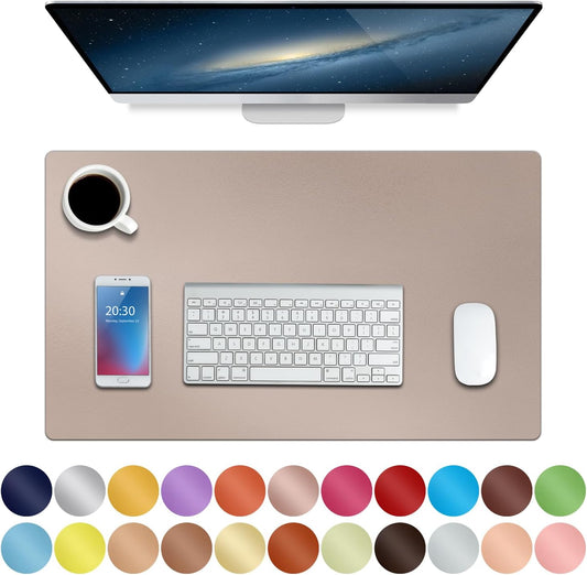 Boutilon Leather Desk Pad Protector,Non-Slip Mouse Pad,Laptop Desk Pad,Office Mouse Mat,Waterproof Leather Desk Blotter,Desk Writing Pad for Office and Home (S-Champagne,24"x 14")