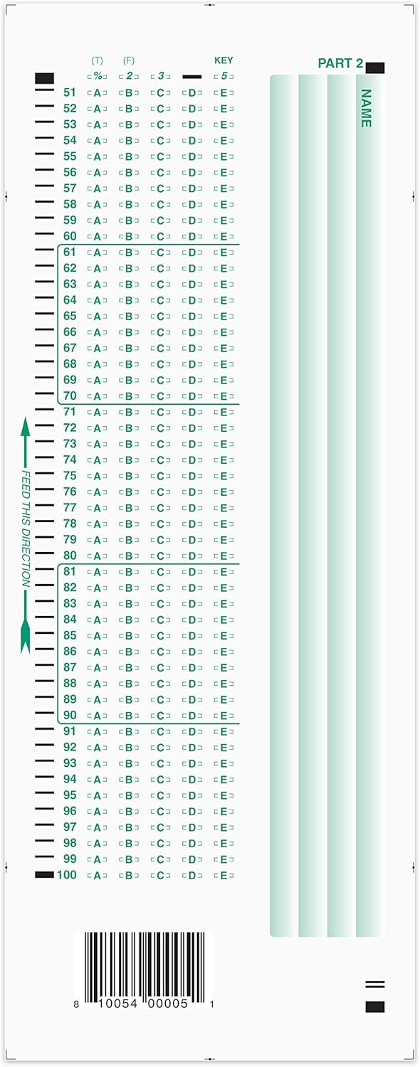 Official Scantron Brand 882-E Answer Sheet. (25 Pack)