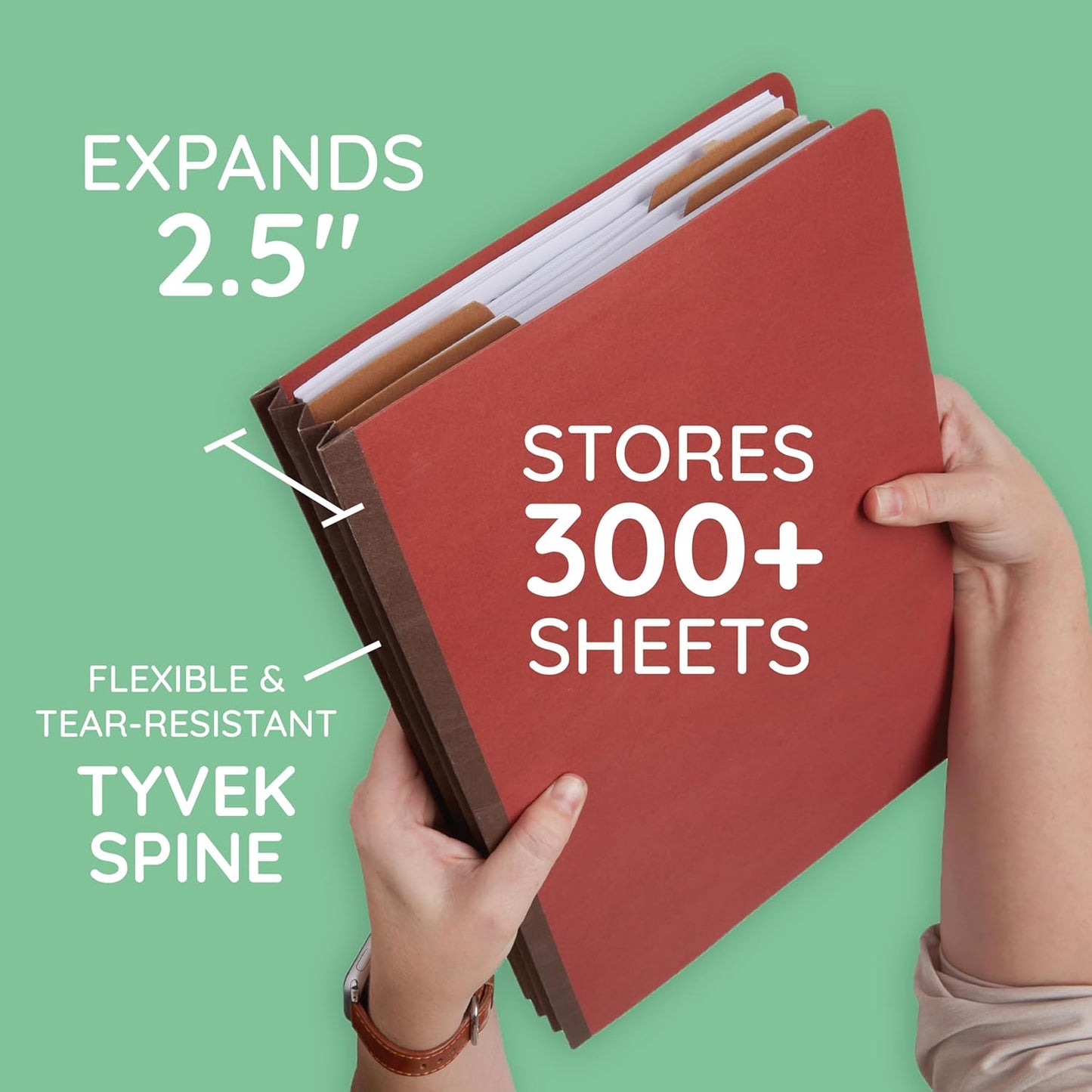 30 Legal Size Classification Folders, 2 Divider 2 Inch Tyvek Expansions, Durable 2 Prongs Designed to Organize Standard Law Client Files, Office Reports, 30 Legal Folders, Red Brick