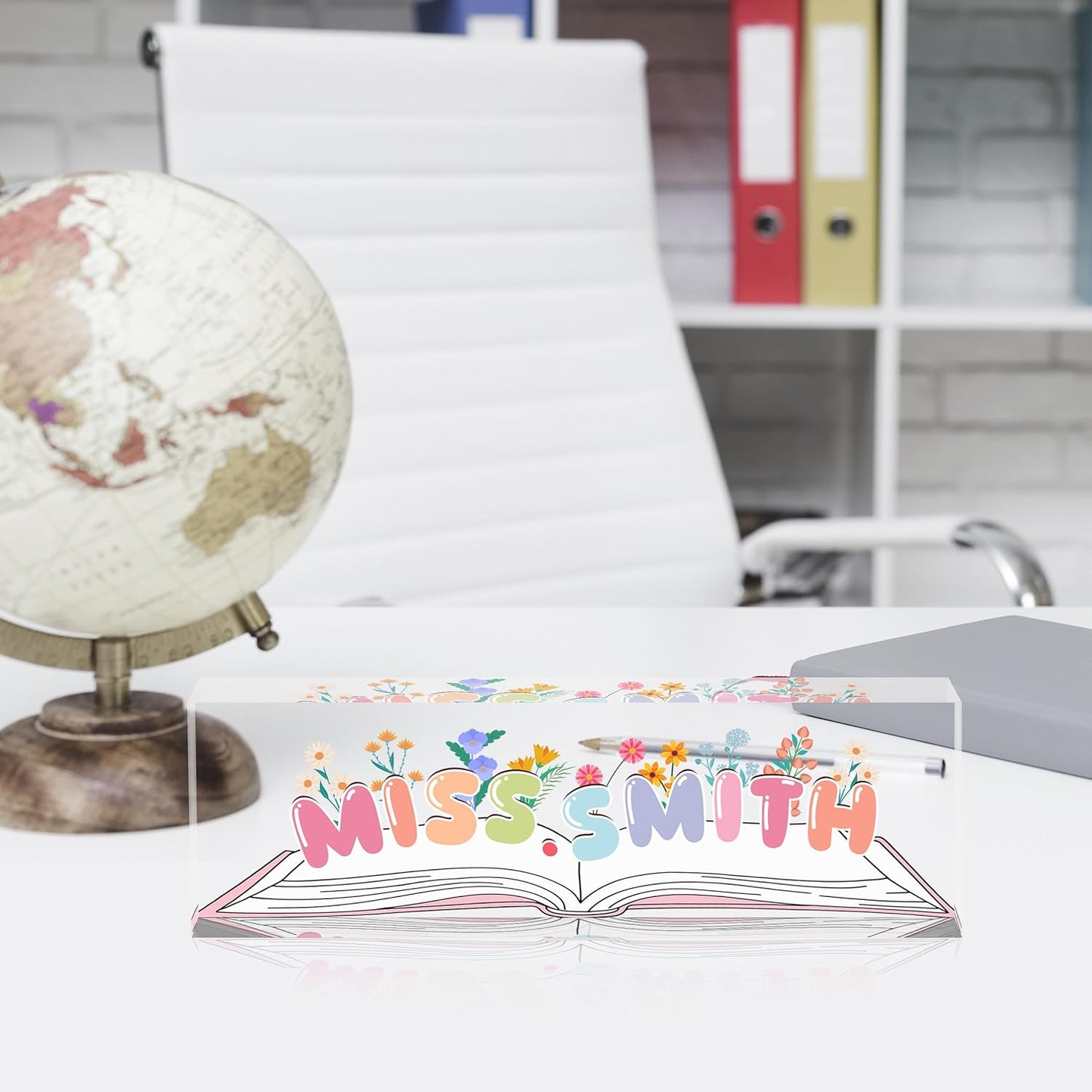 Teacher Name Plate for Desk, Desk Name Plate Personalized Acrylic Office Desk Decor, Teacher Appreciation Gifts The Office Gifts for Teacher